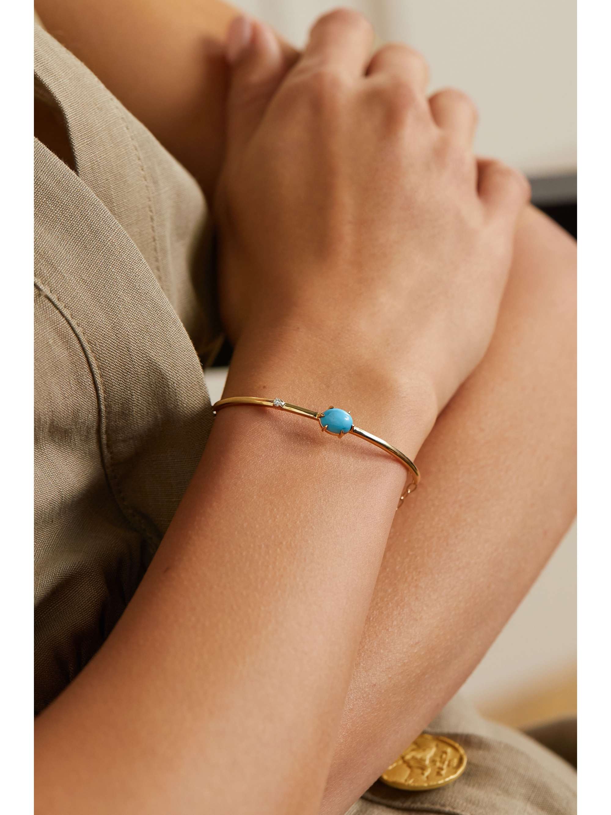 ANDREA FOHRMAN Mini Cosmo 14-karat gold, chrysoprase and diamond bracelet