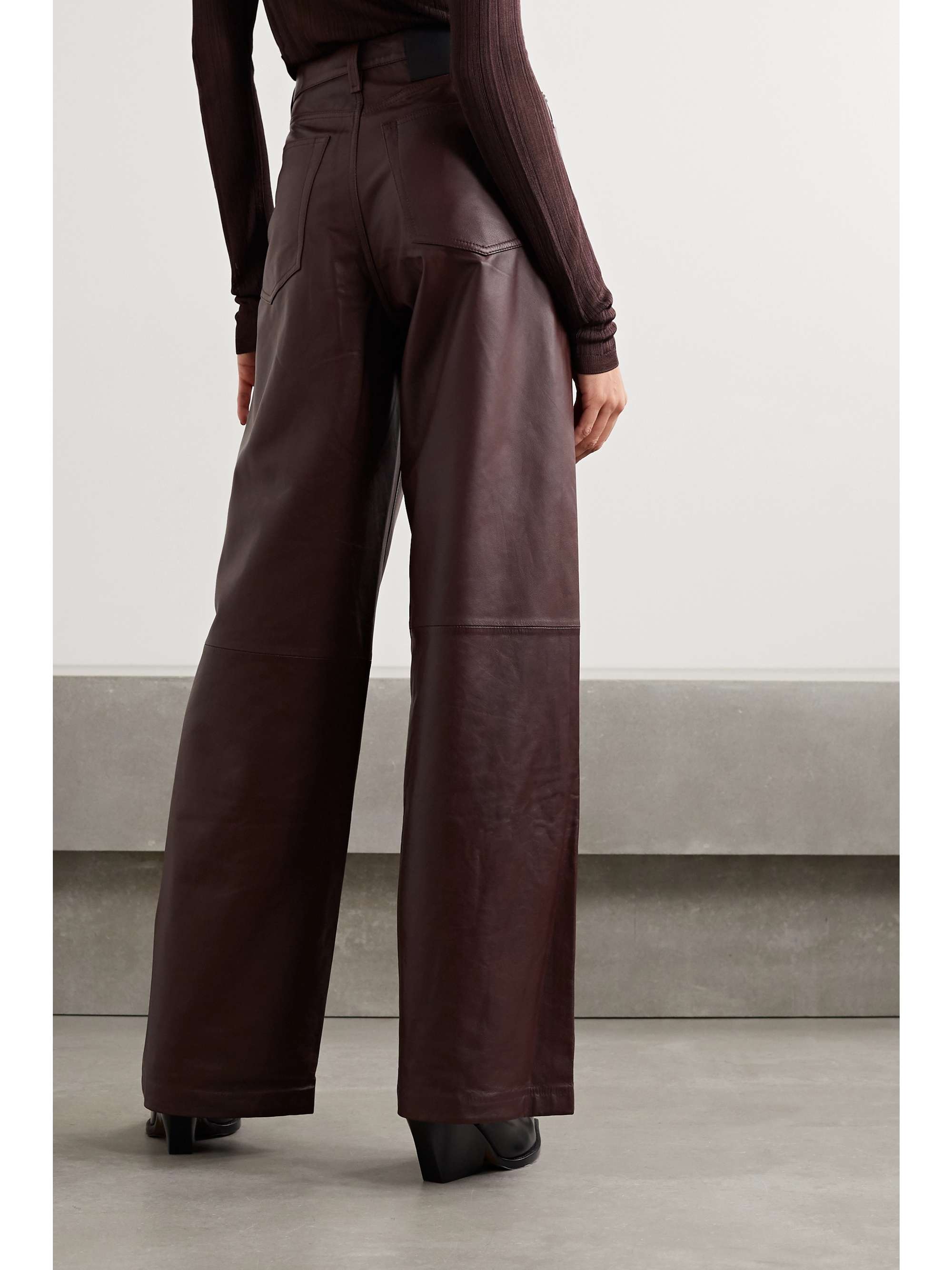 Brown Leather wide-leg pants | RAG 
