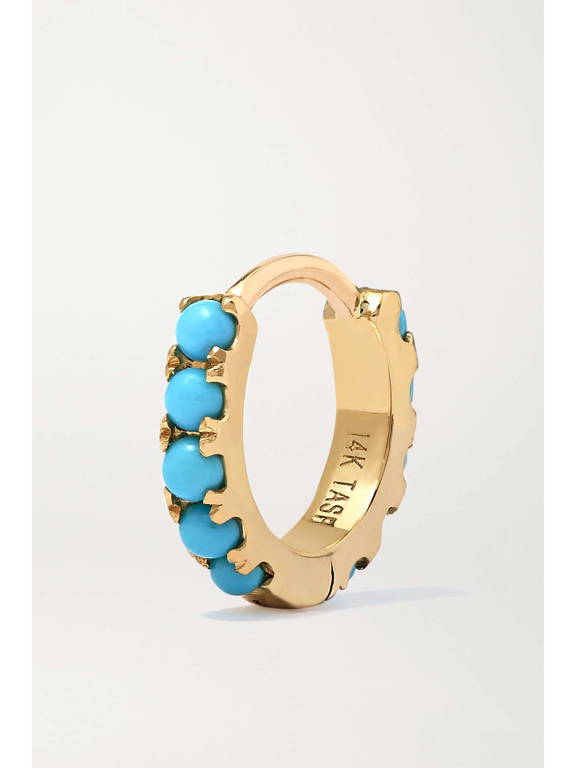 MARIA TASH 6.5mm 14-karat gold turquoise hoop earring