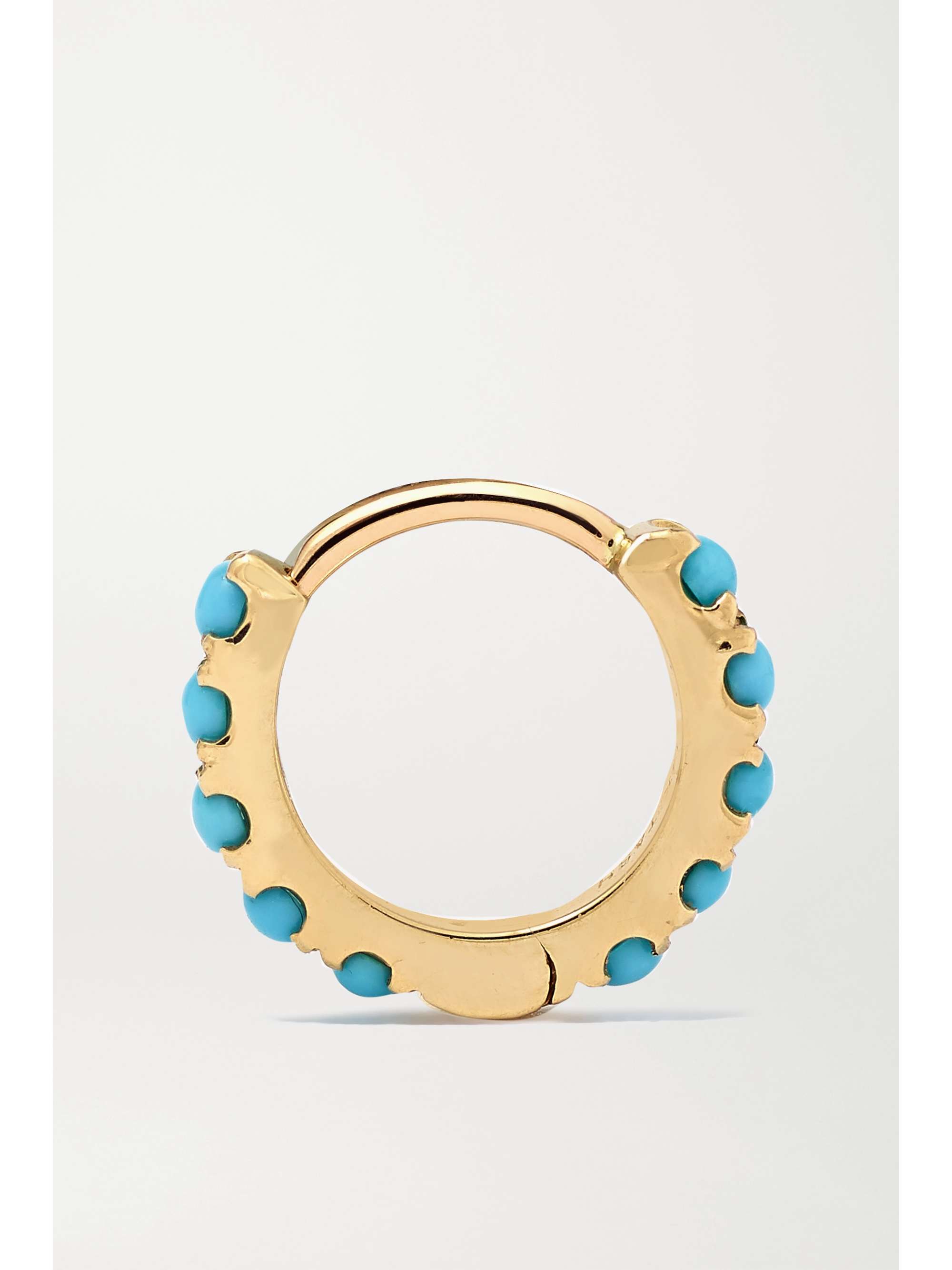 MARIA TASH 6.5mm 14-karat gold turquoise hoop earring