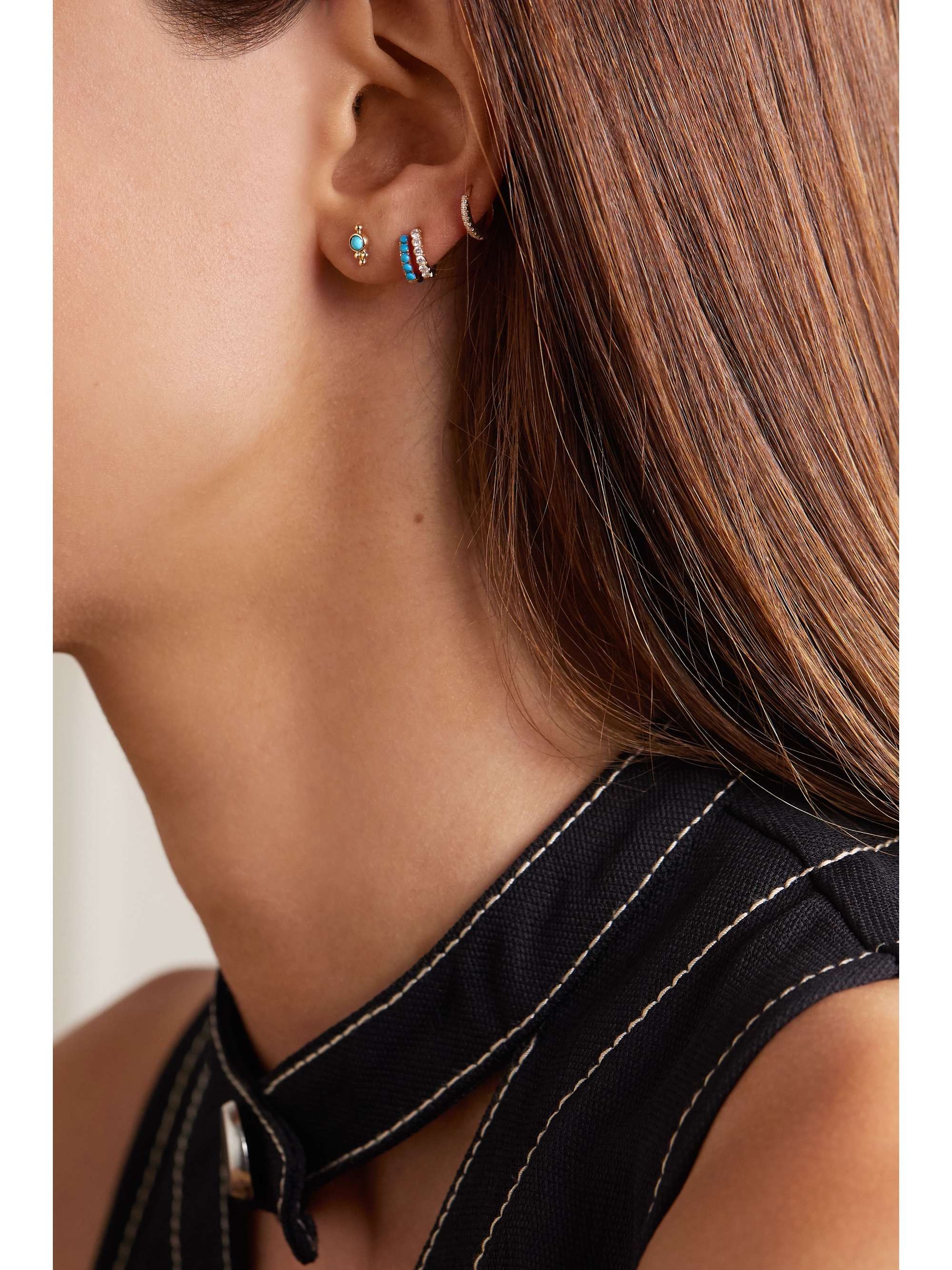 MARIA TASH 14-karat gold turquoise earring