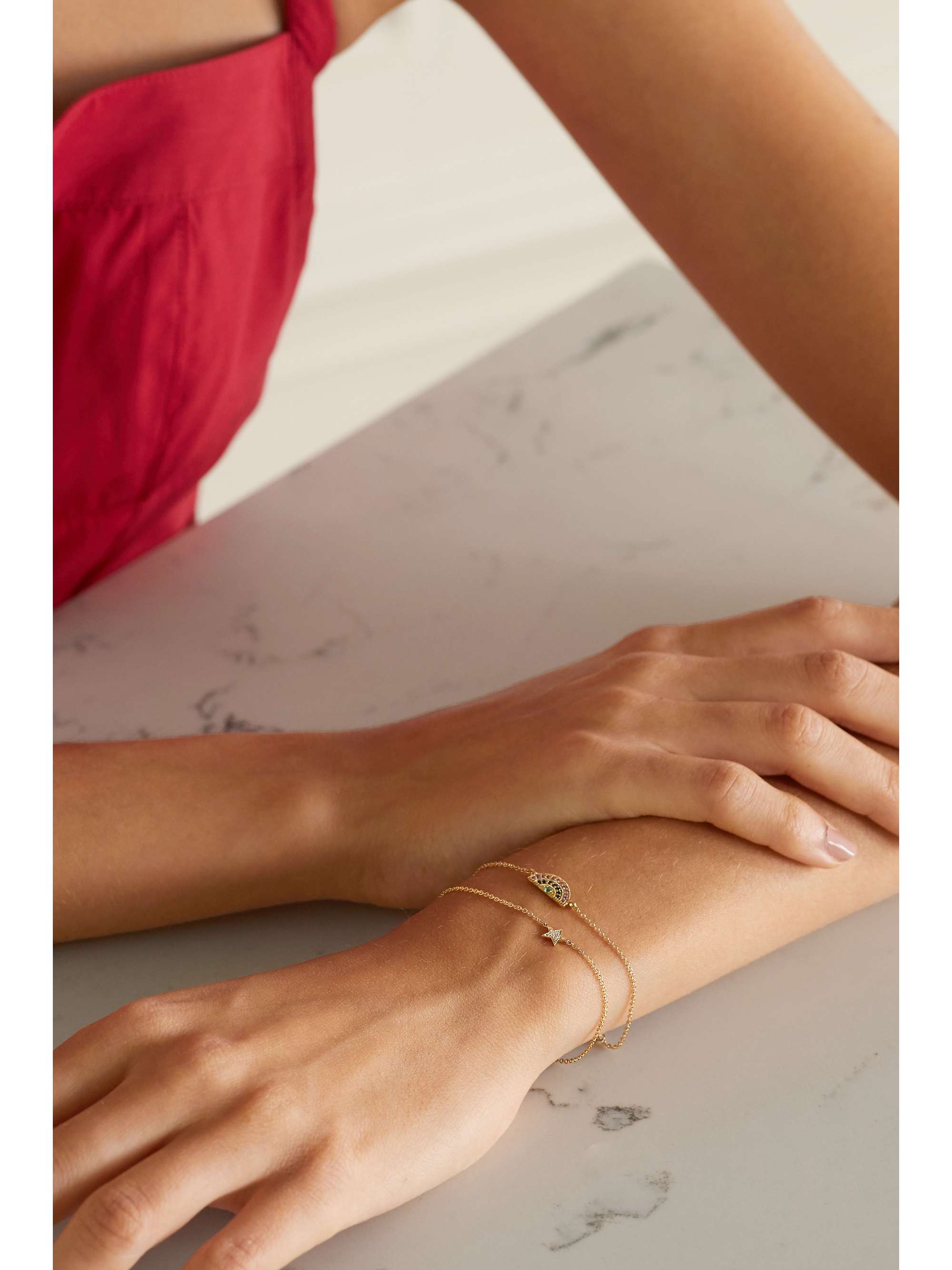 ANDREA FOHRMAN Mini Star 14-karat gold diamond bracelet