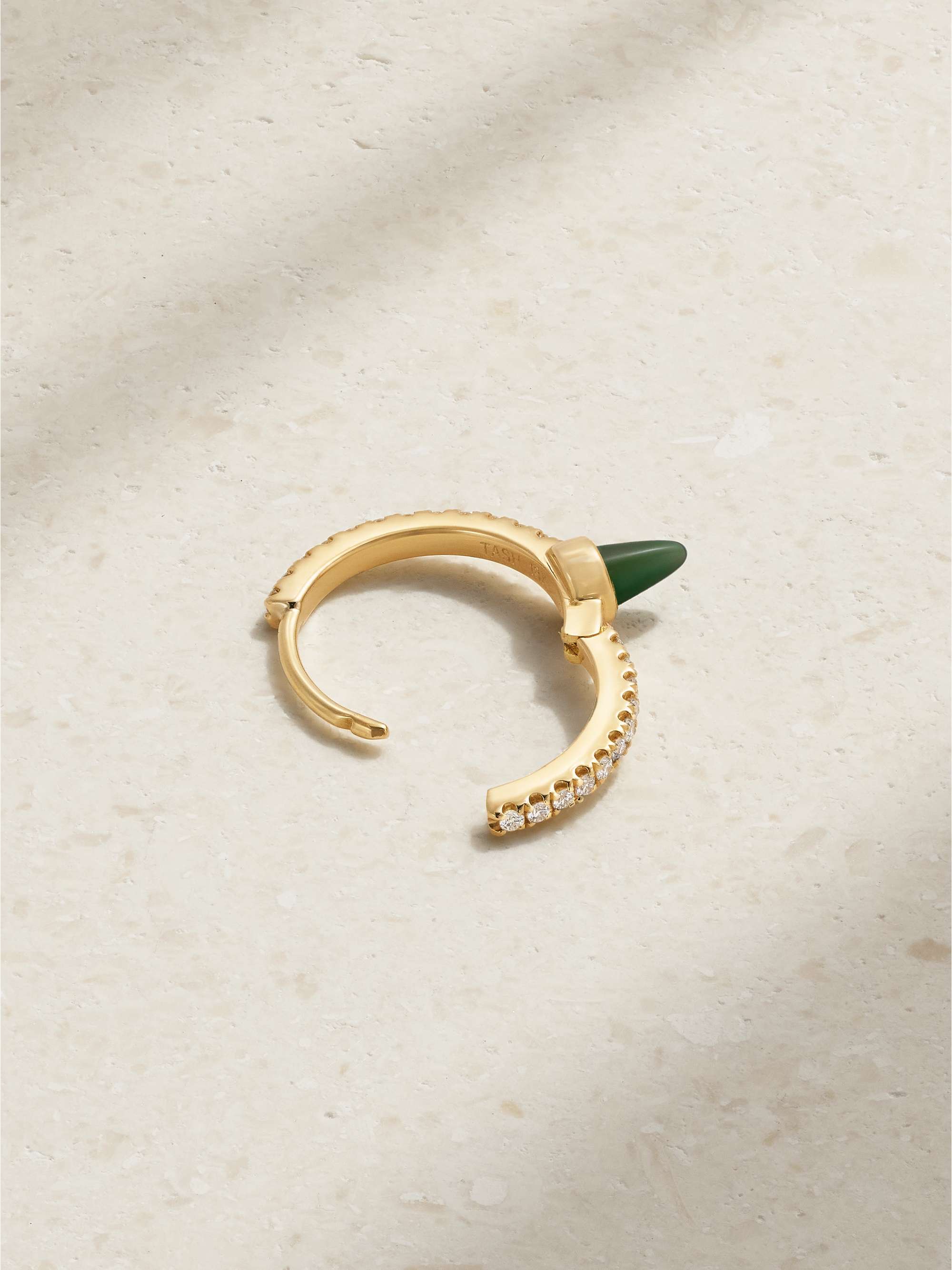 MARIA TASH 9.5mm 18-karat gold, opal and diamond hoop earring