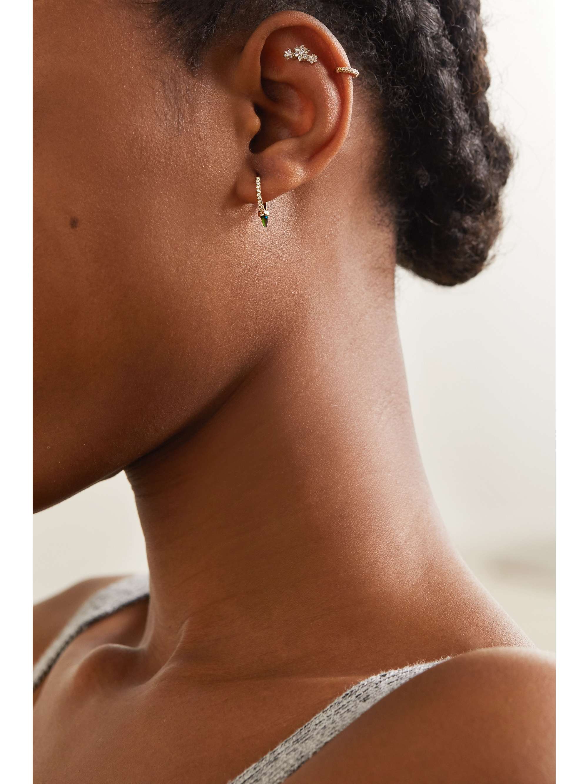 MARIA TASH 9.5mm 18-karat gold, opal and diamond hoop earring