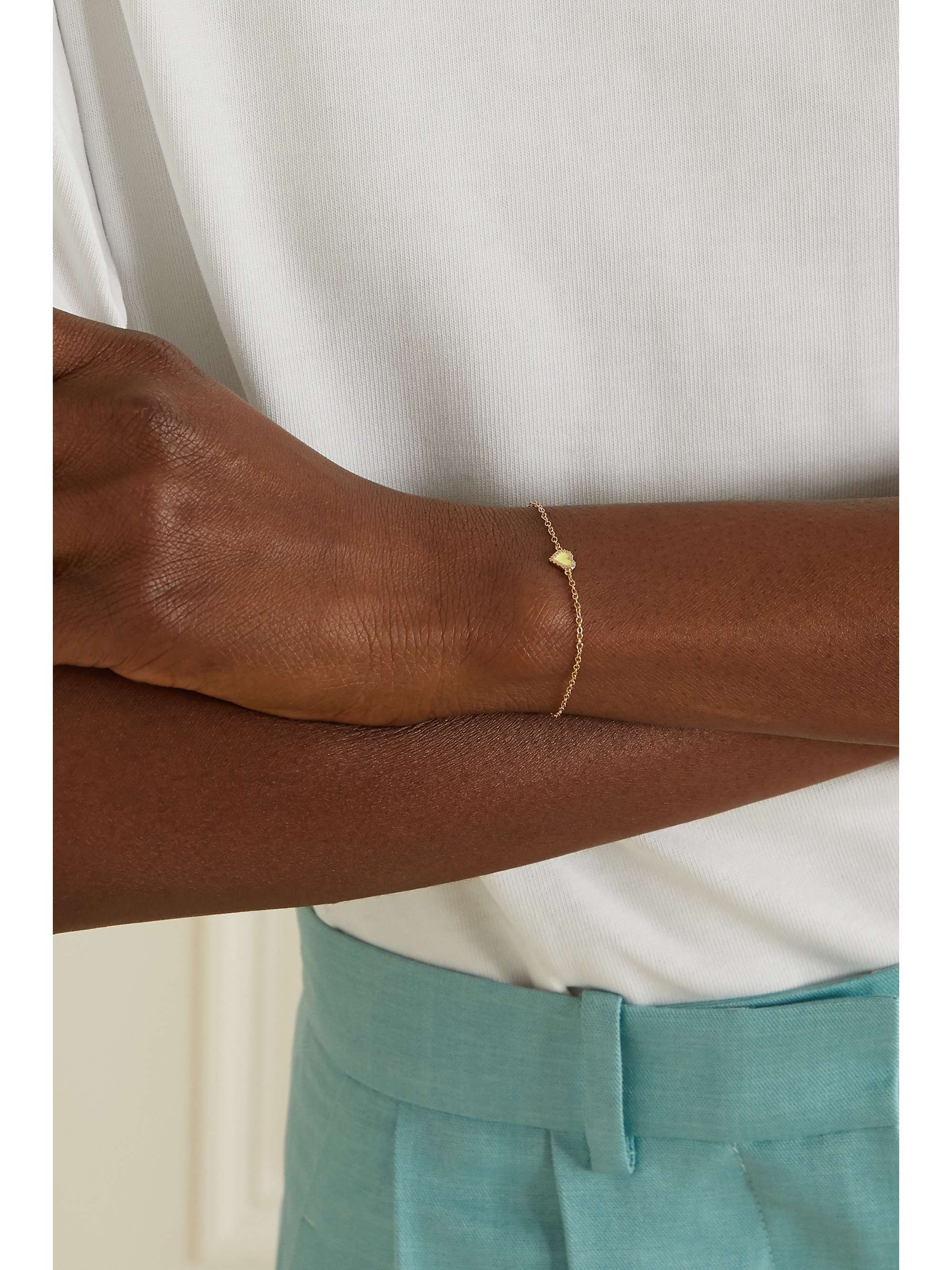 ALISON LOU Cocktail 14-karat gold, topaz and enamel bracelet