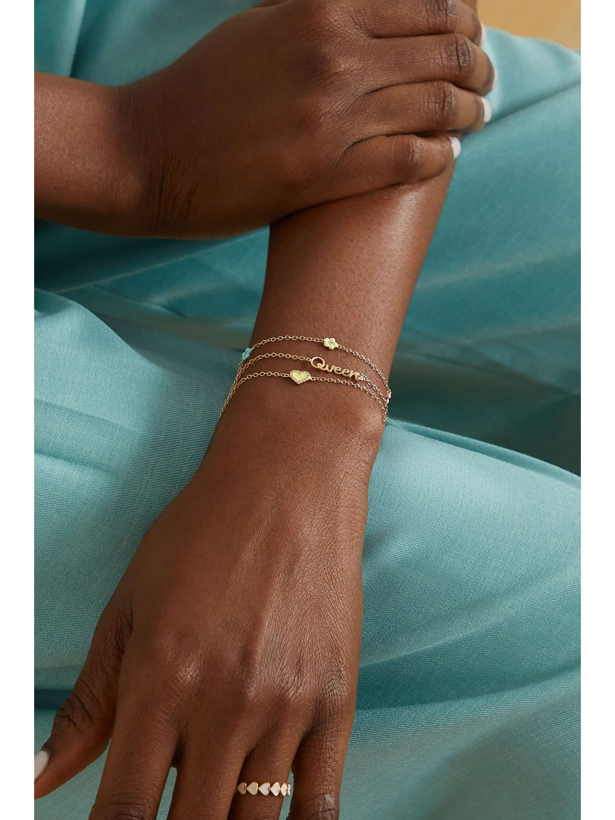 ALISON LOU Cocktail 14-karat gold, topaz and enamel bracelet