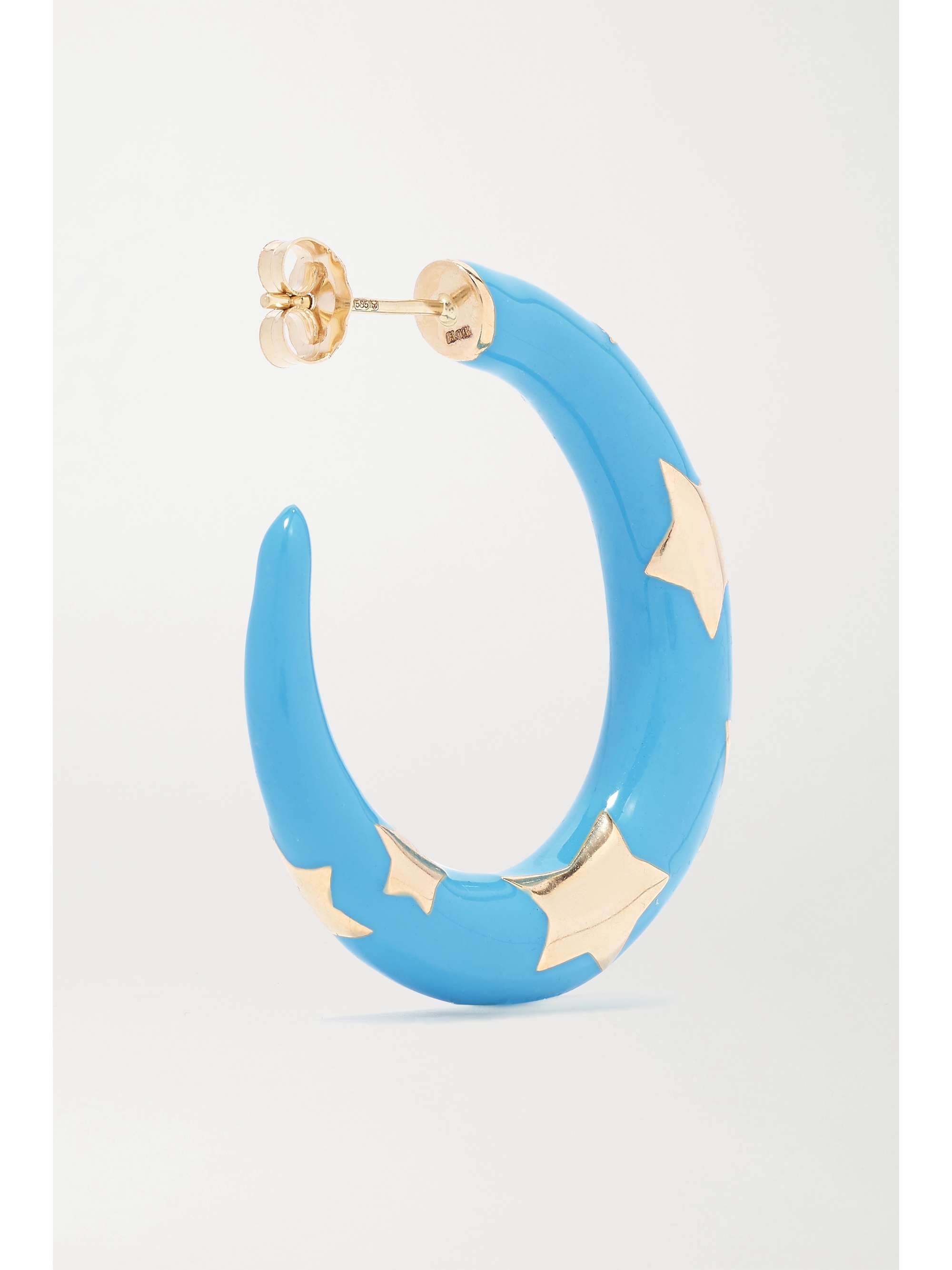 ALISON LOU Etoile 14-karat gold and enamel hoop earrings