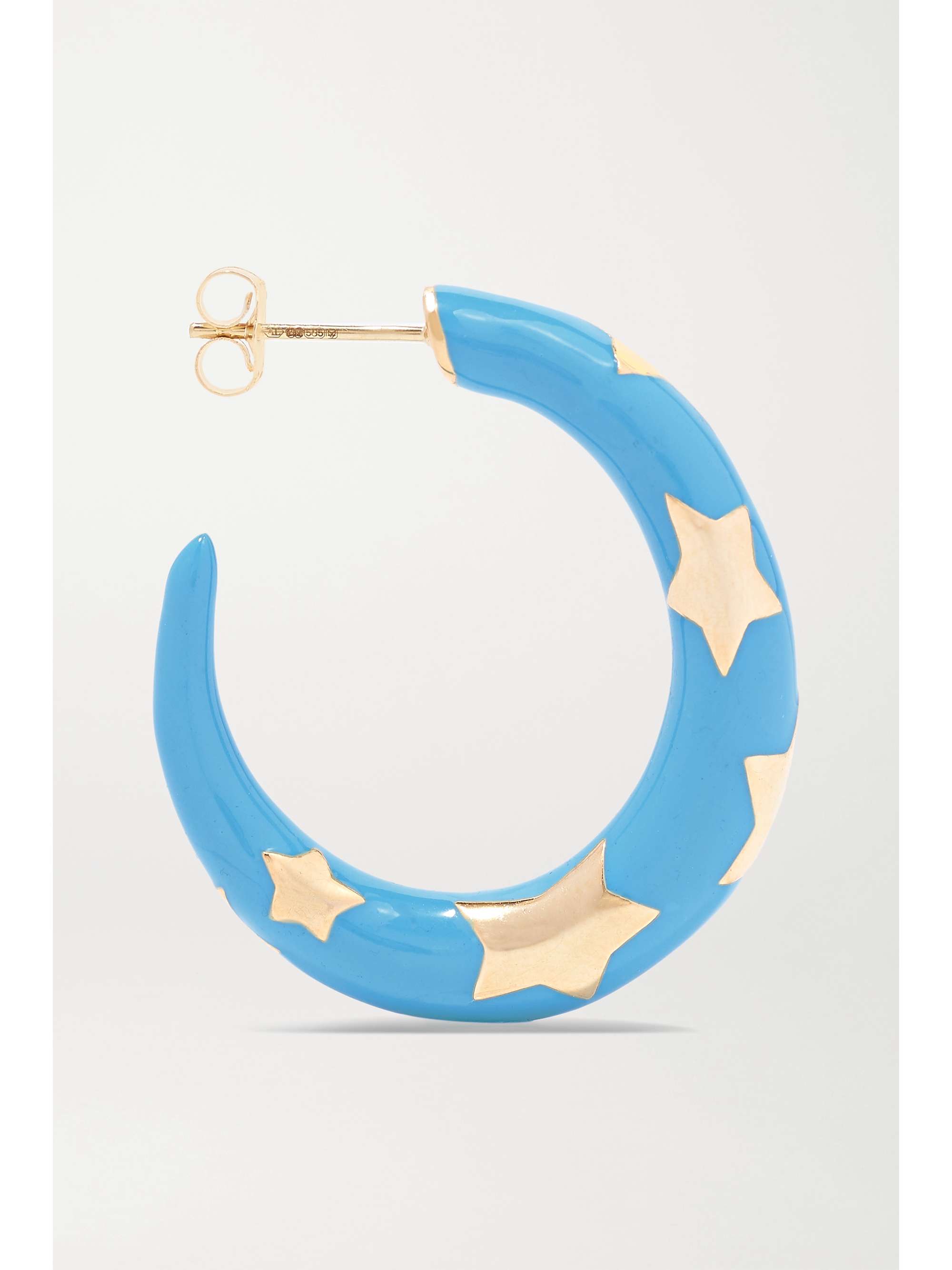 ALISON LOU Etoile 14-karat gold and enamel hoop earrings