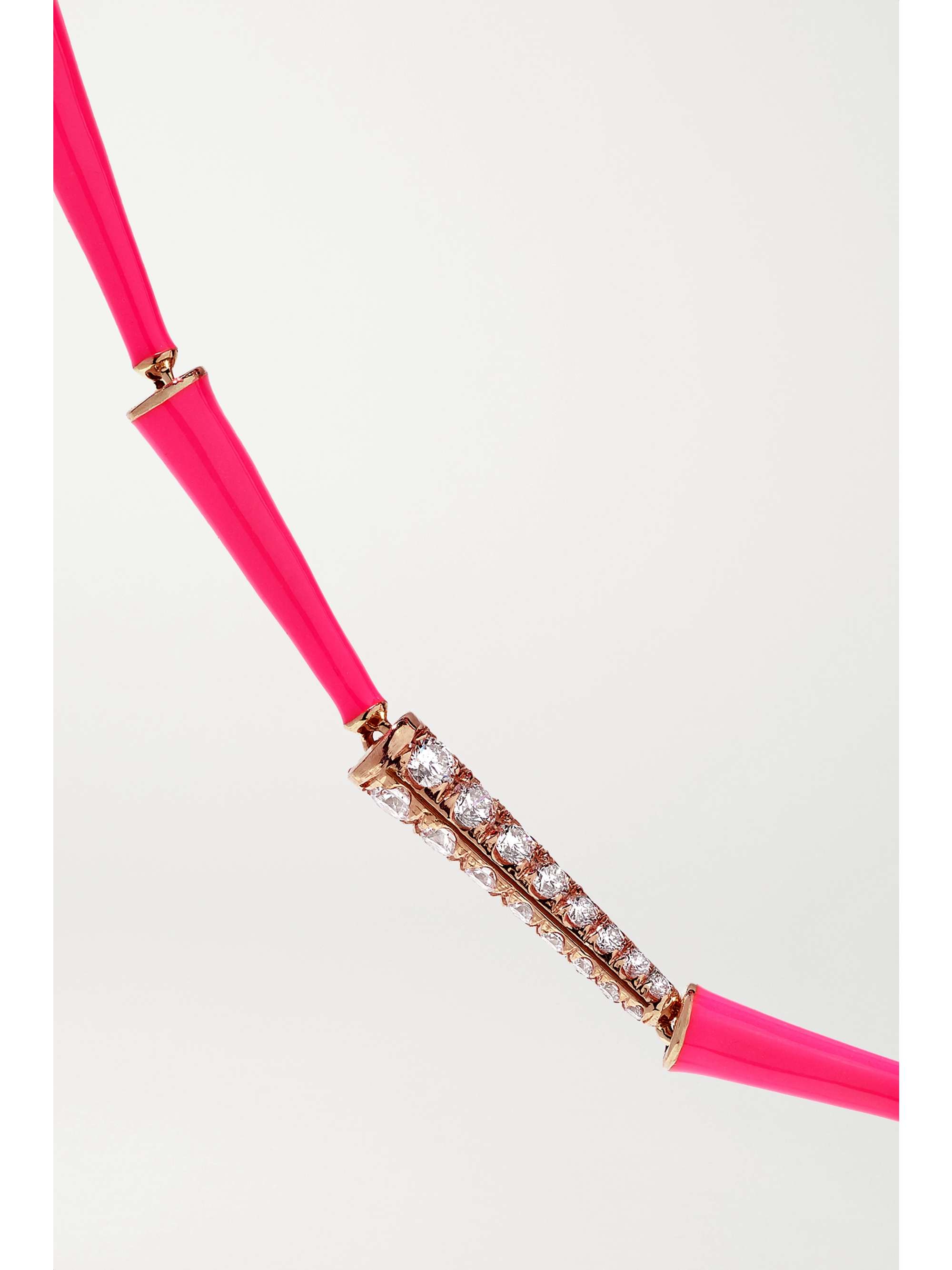 MELISSA KAYE Lola 18-karat rose gold, diamond and neon enamel necklace