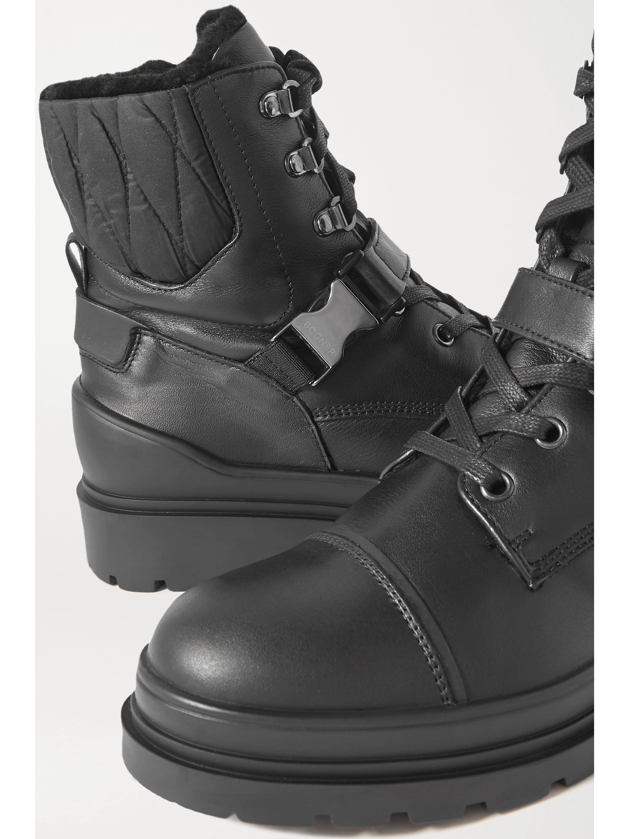 shearling lined combat boots