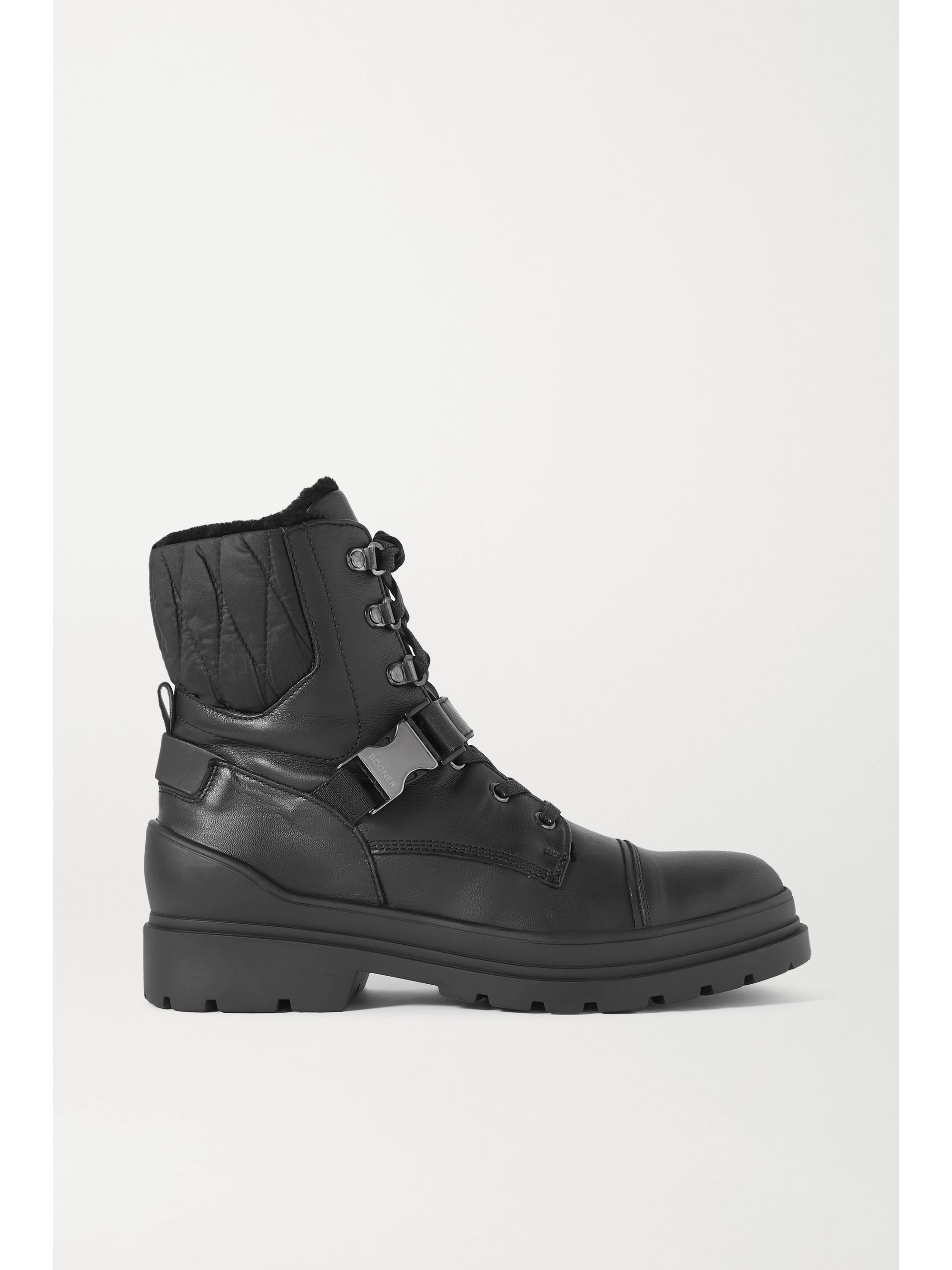 shearling lined combat boots