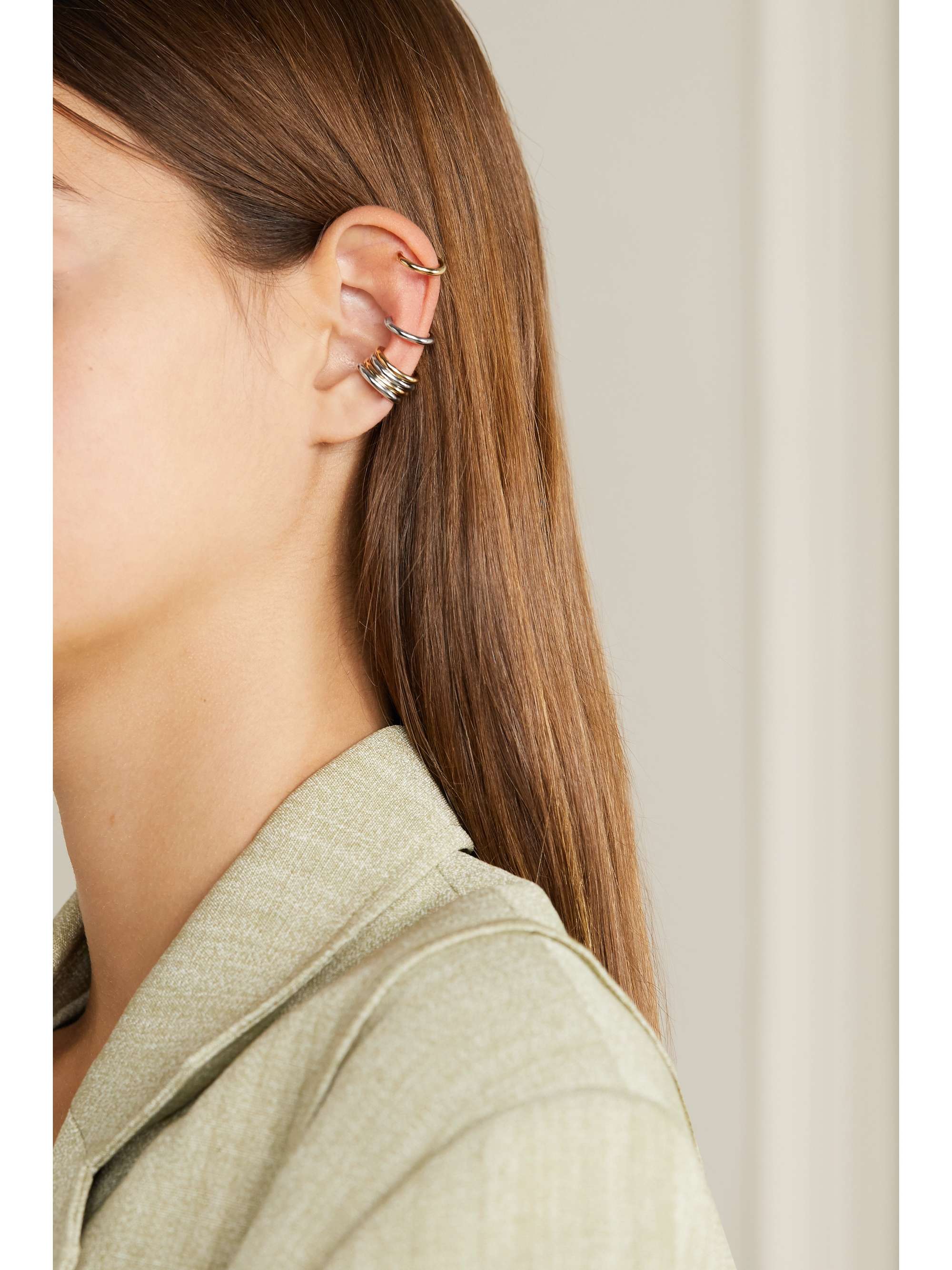 JENNIFER FISHER Set de six bijoux d'oreilles en plaqués or et argent Thread