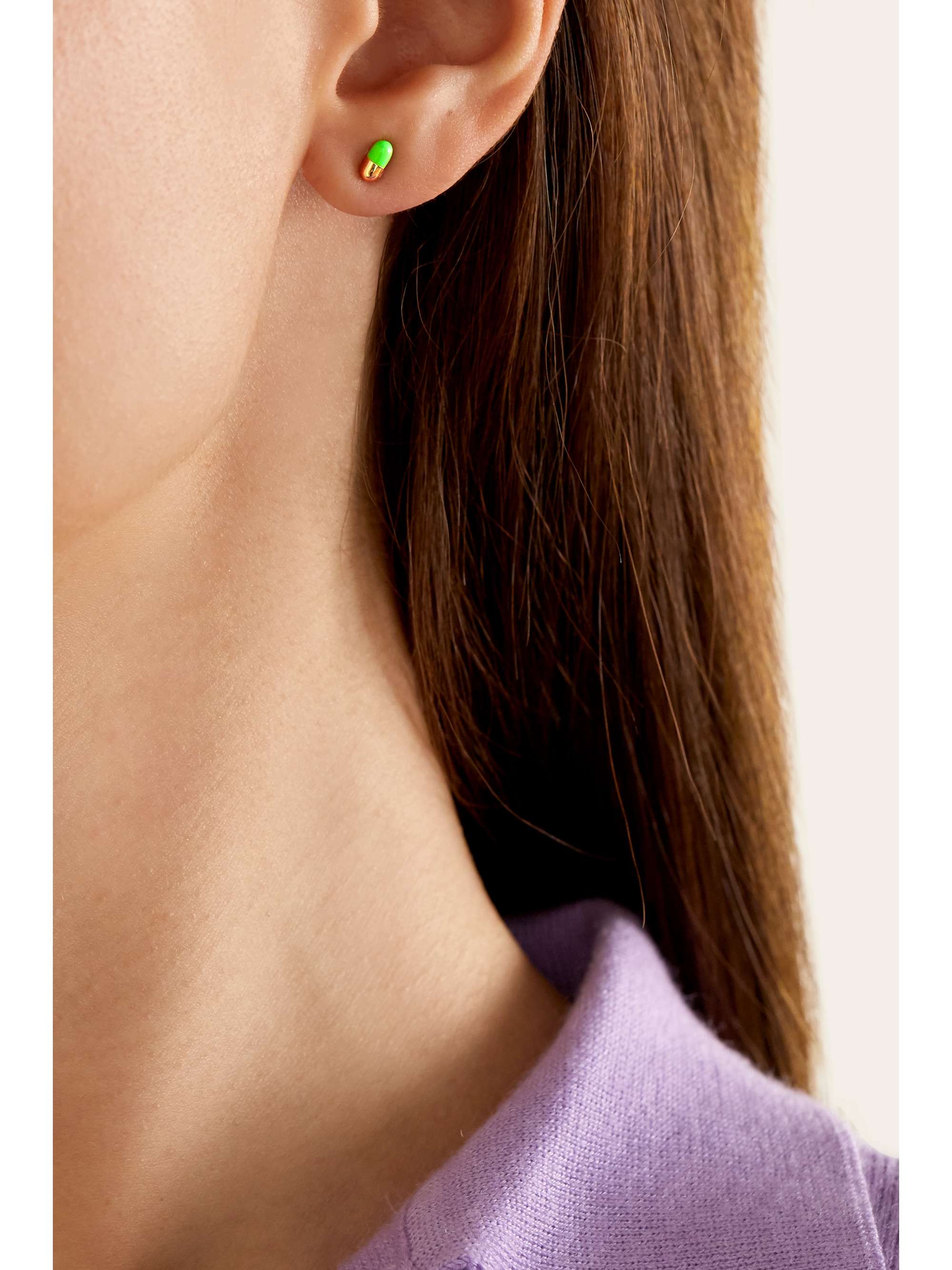 ALISON LOU Tiny Pill 14-karat gold and enamel earring NET-A-PORTER