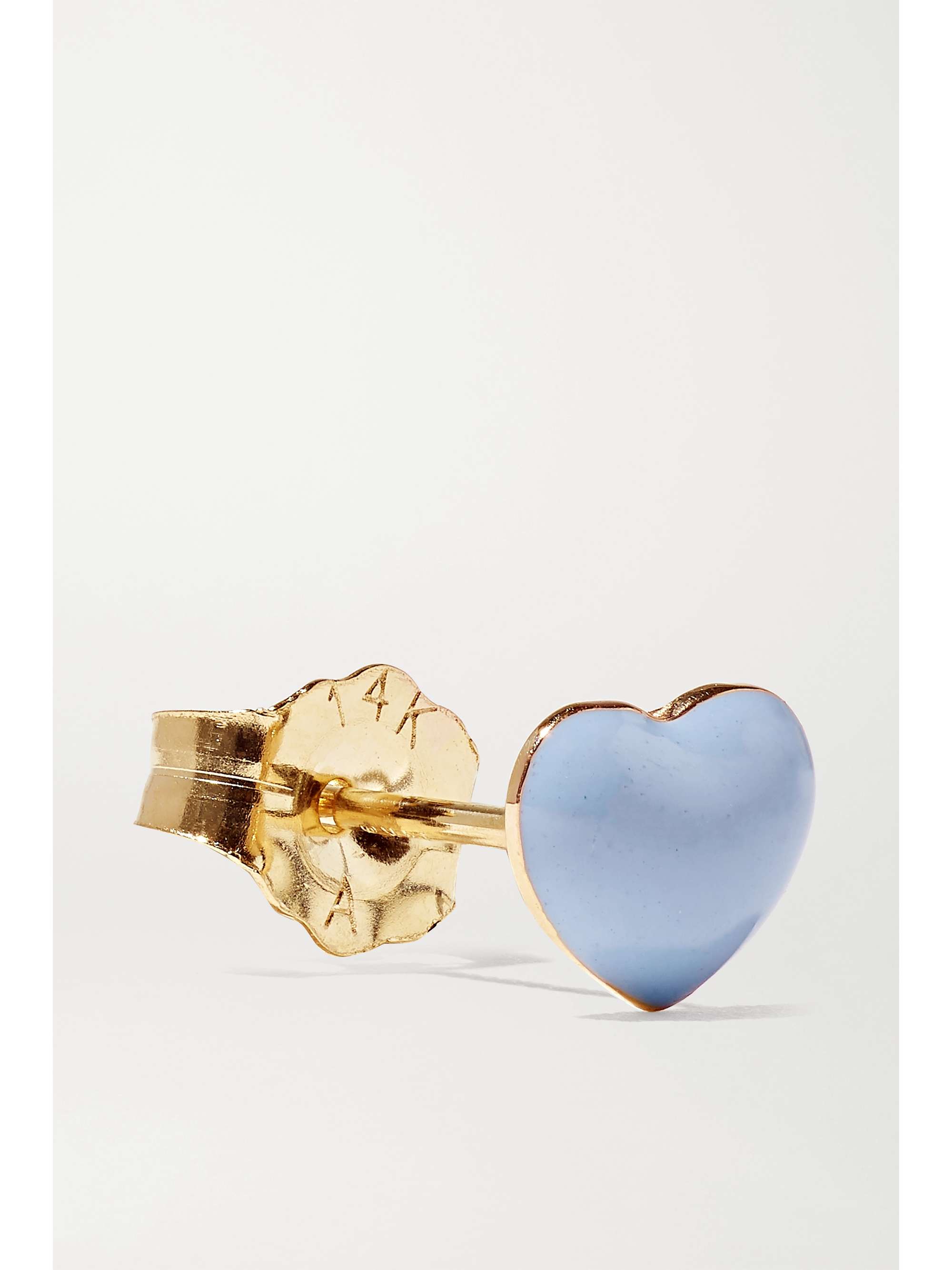 ALISON LOU Mini Puffy Heart 14-karat gold and enamel earring