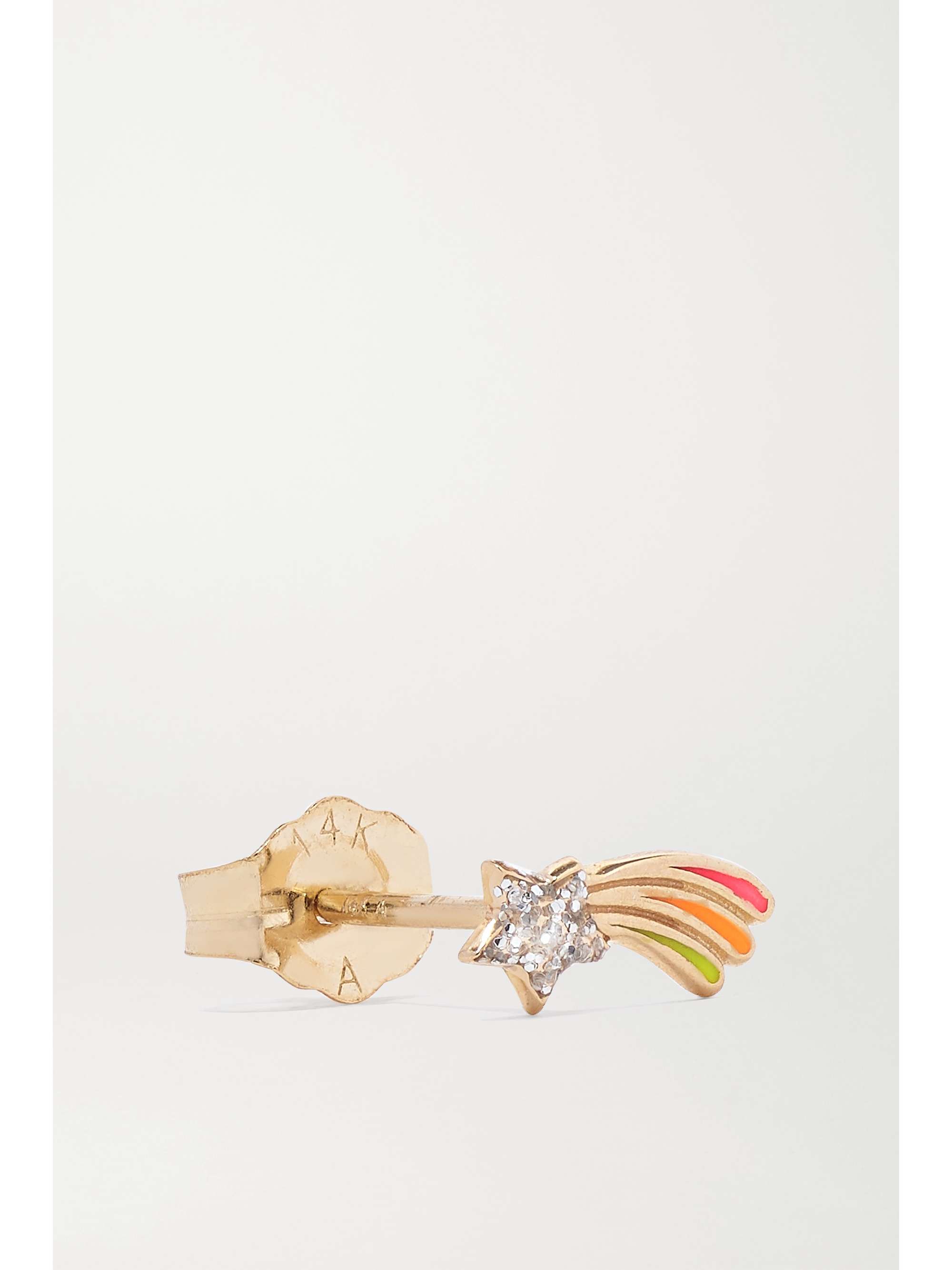 ALISON LOU Shooting Star 14-karat gold and glittered enamel earring