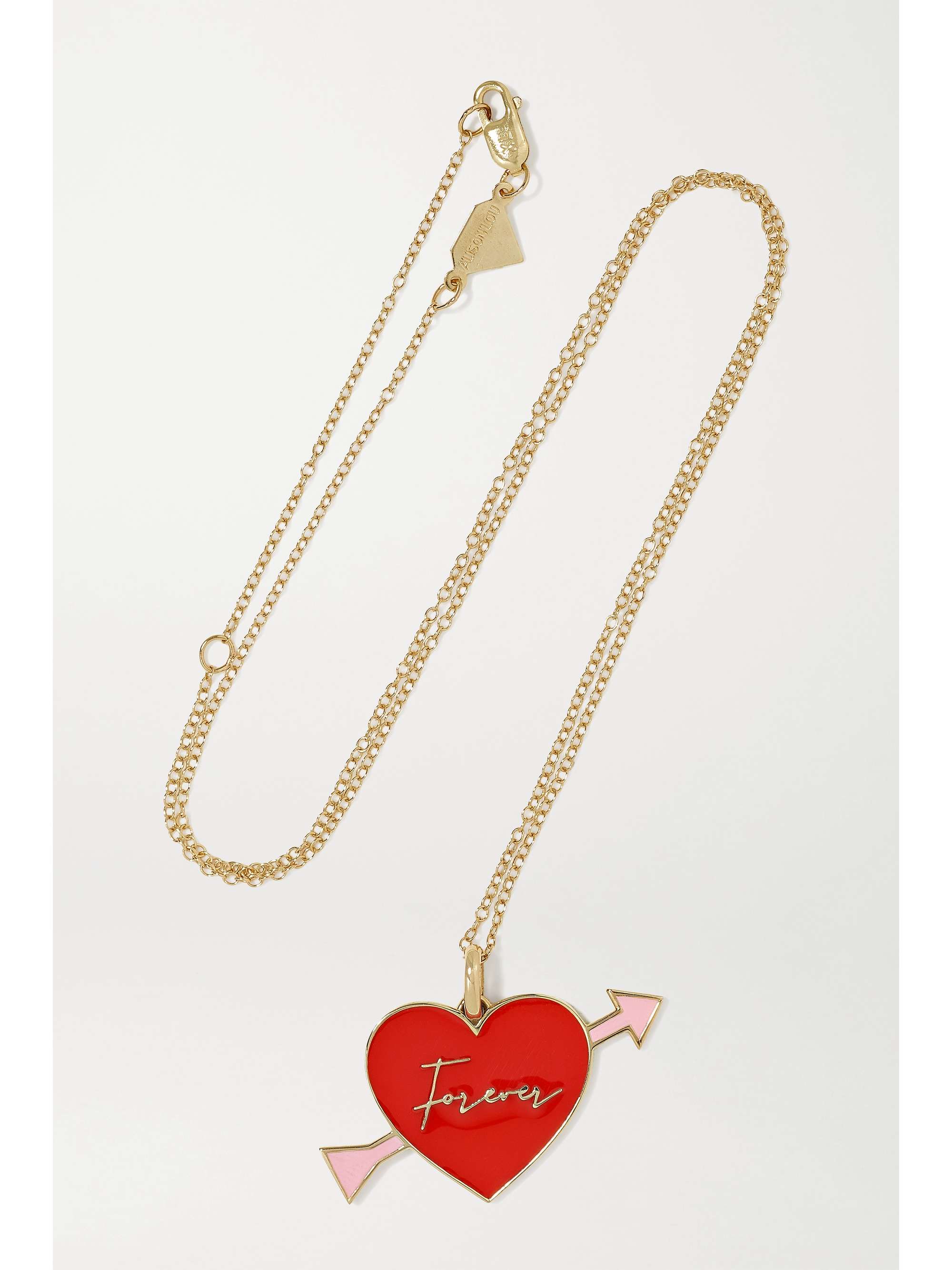 ALISON LOU Love Forever 14-karat gold and enamel necklace