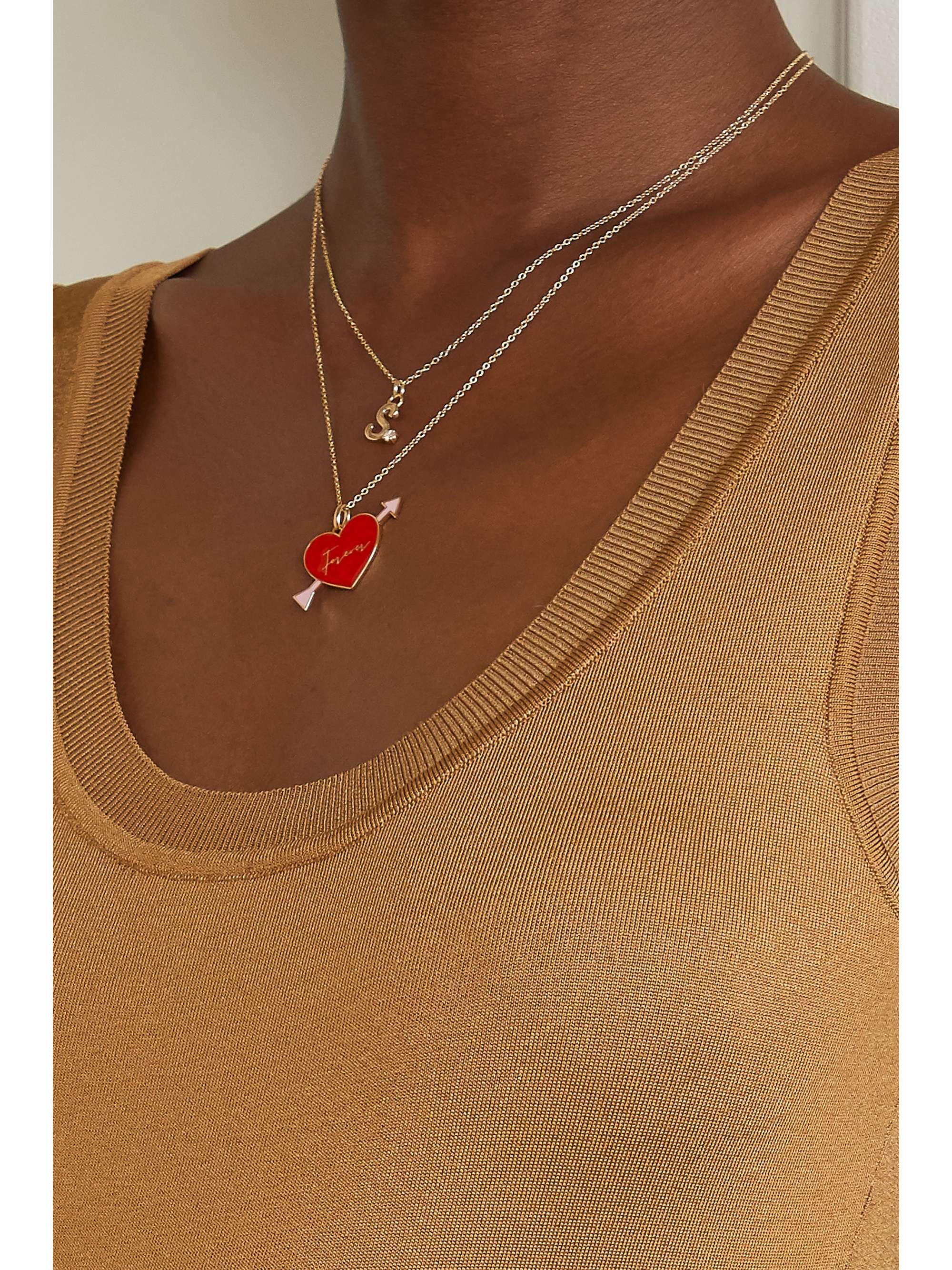 ALISON LOU Love Forever 14-karat gold and enamel necklace