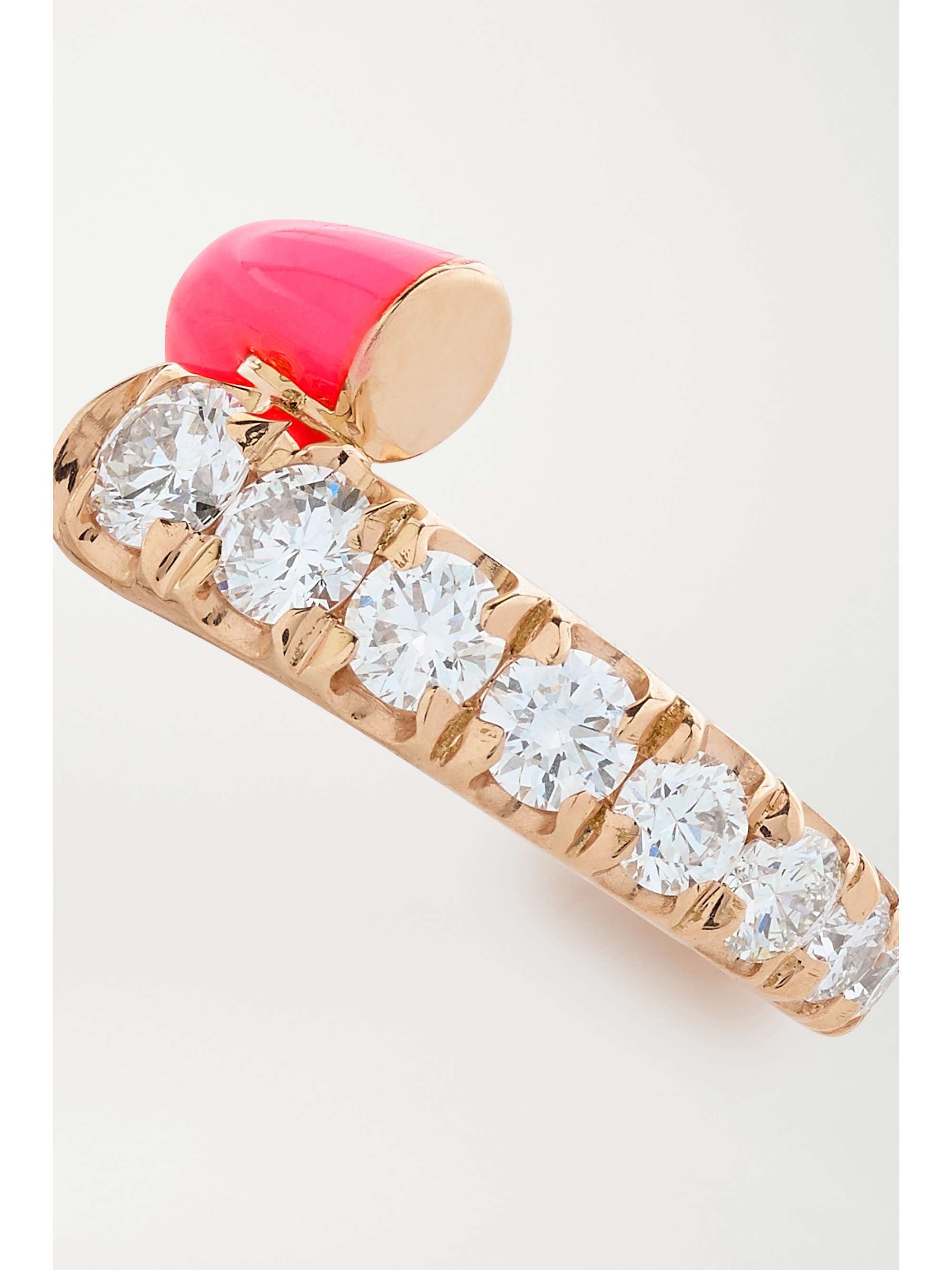 MELISSA KAYE Lola 18-karat rose gold, enamel and diamond ear cuff