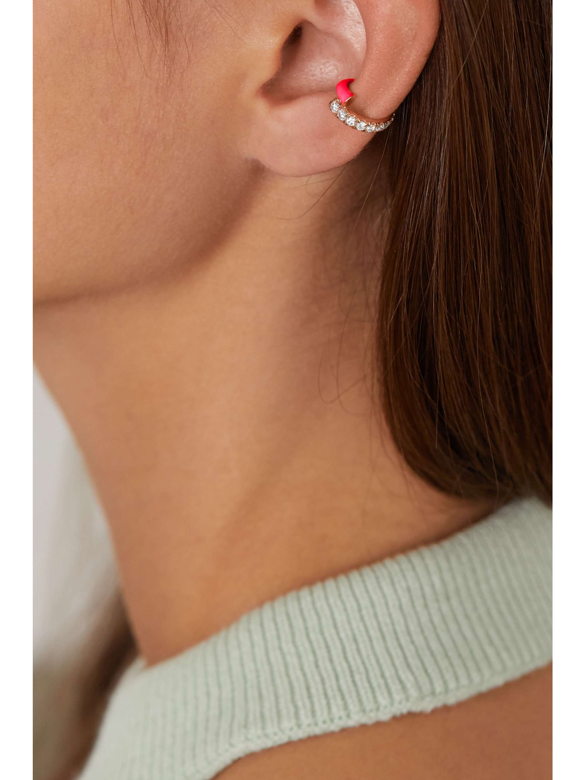 MELISSA KAYE Lola 18-karat rose gold, enamel and diamond ear cuff