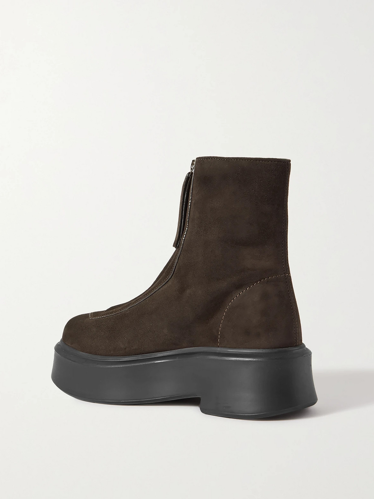 The Row Zipped Boot 1 Suede Ankle Boots In Brown