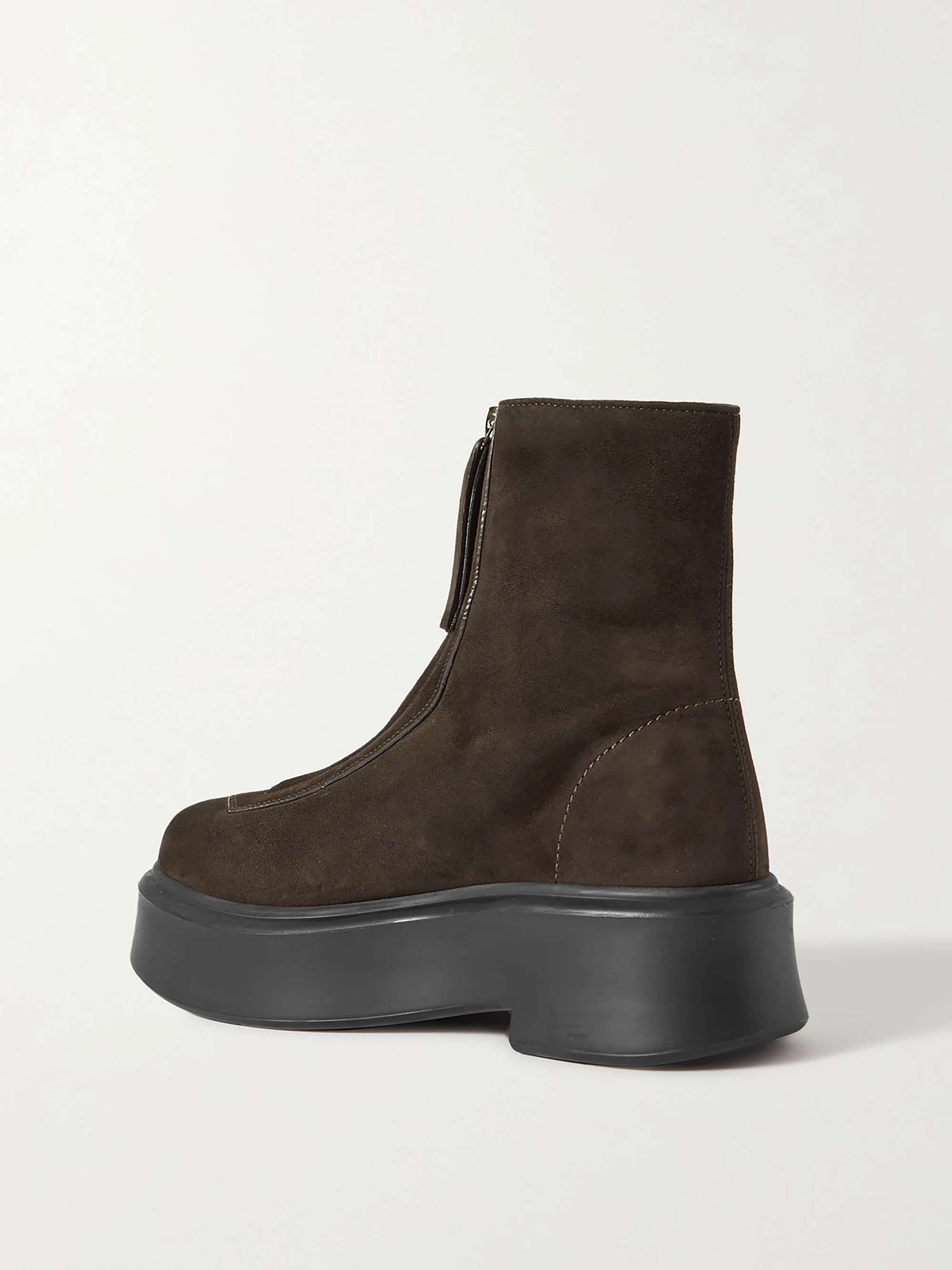 THE ROW Textured-nubuck platform ankle boots
