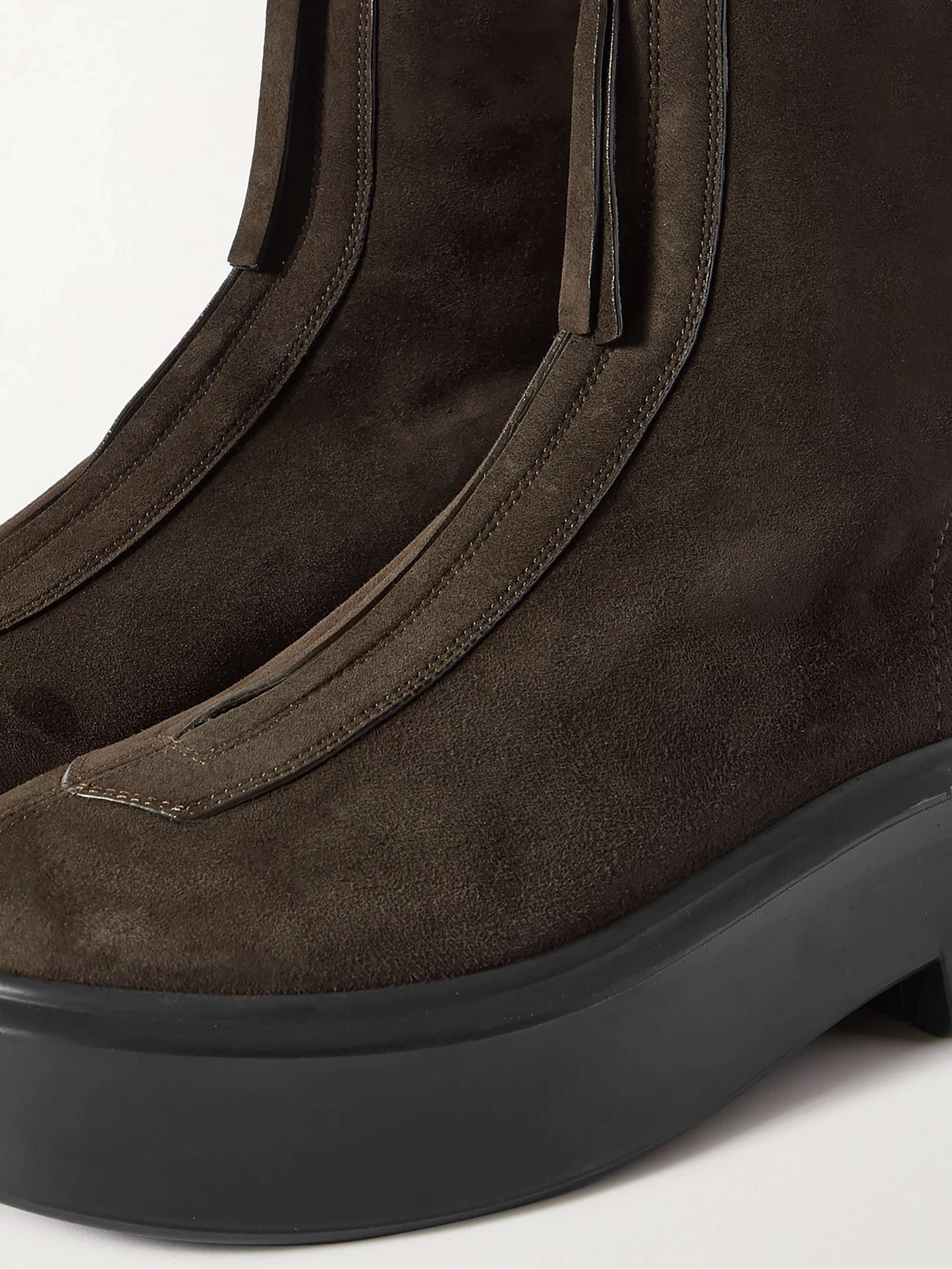 THE ROW Textured-nubuck platform ankle boots