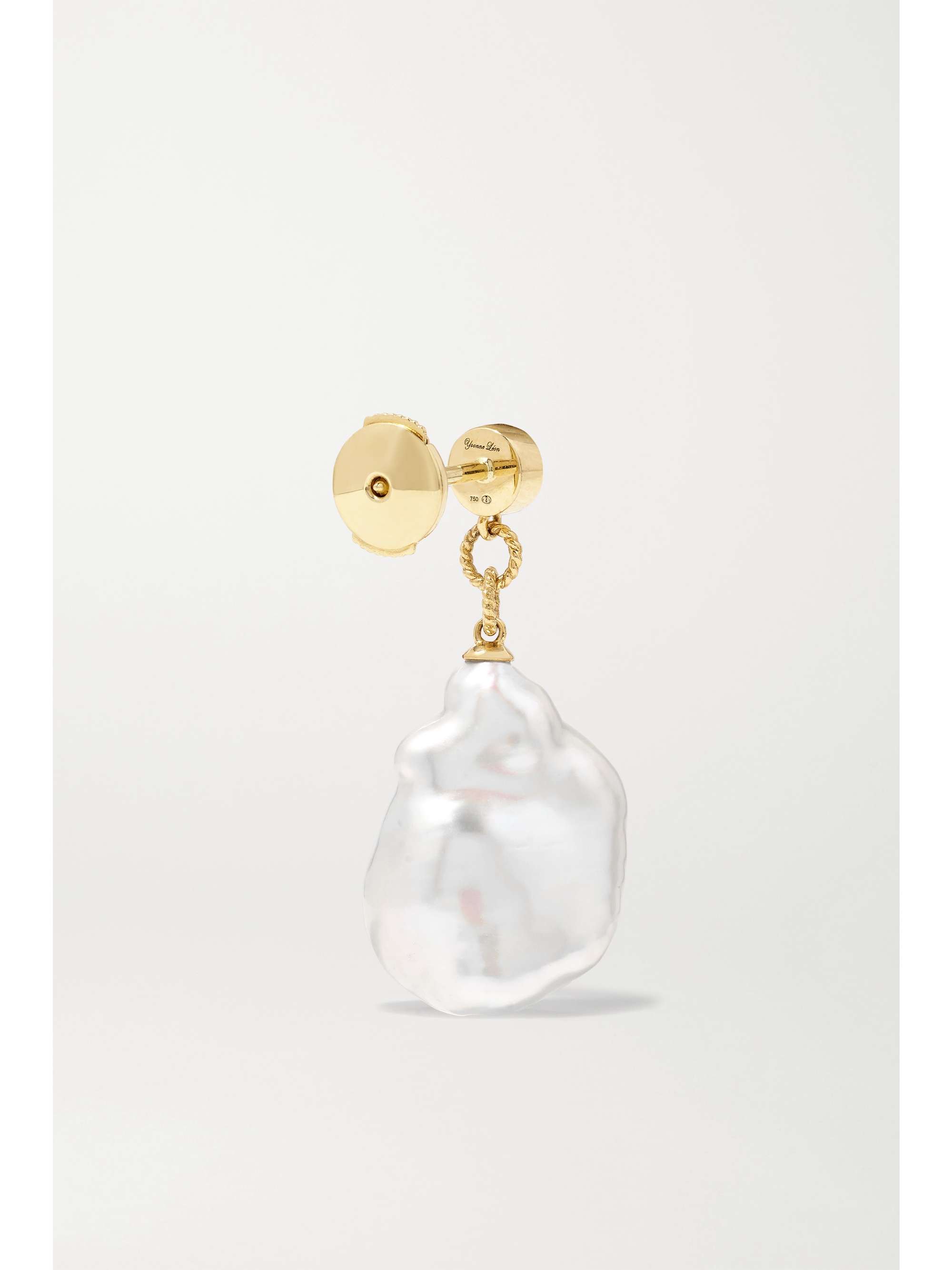 YVONNE LÉON 9-karat gold, pearl and citrine earrings