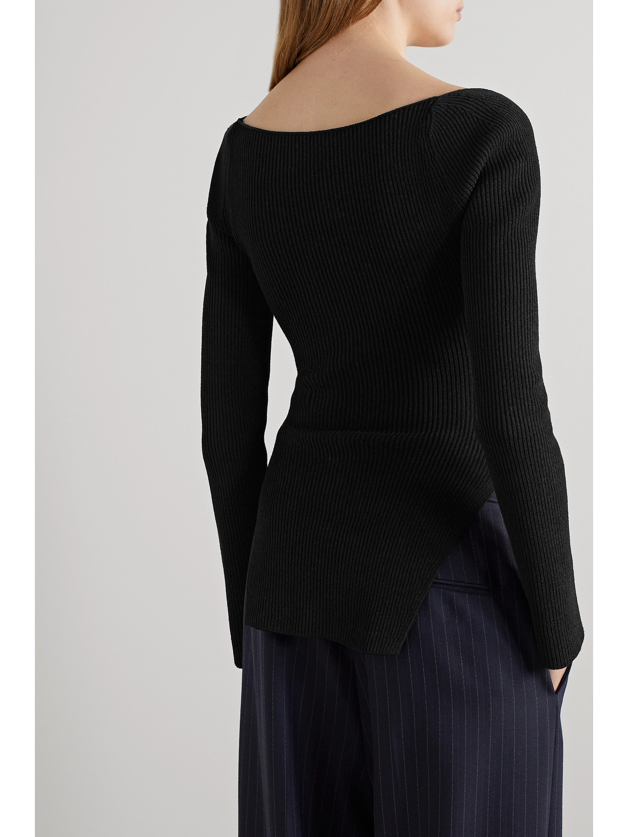 Shop Khaite Maddy Ribbed-knit Sweater In Black