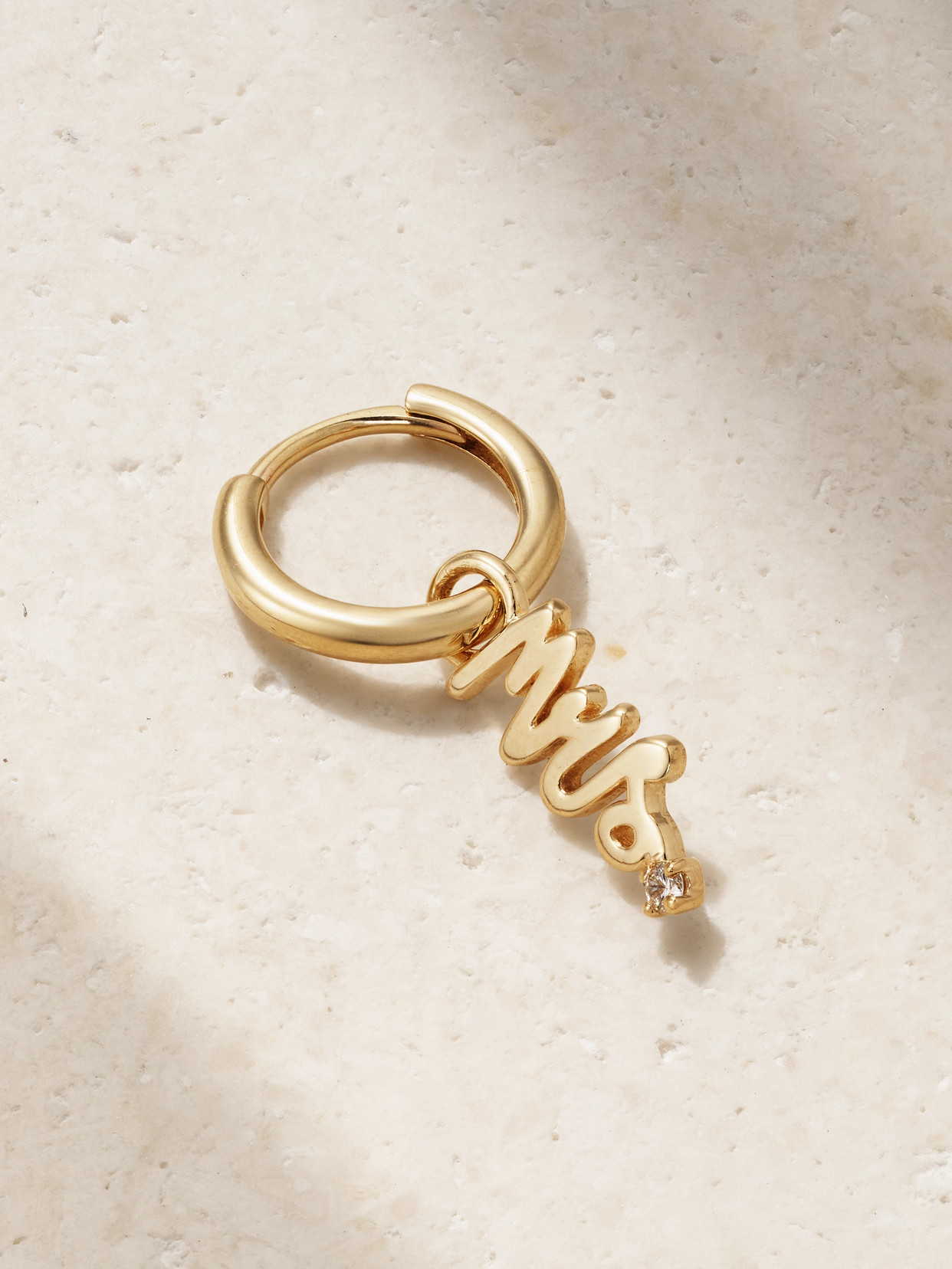 Alison Lou Mrs 14-karat Gold Diamond Single Hoop Earring