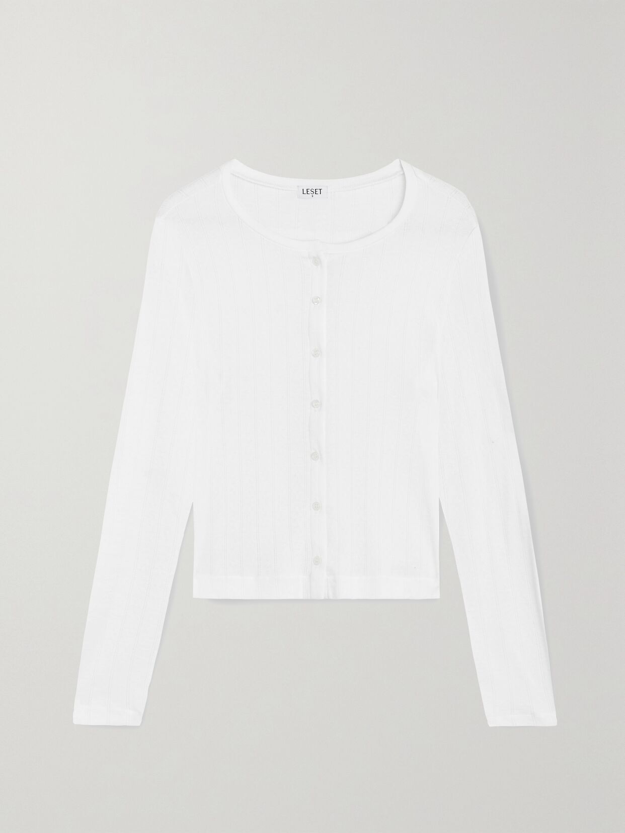 pointelle knit cotton jersey cardigan