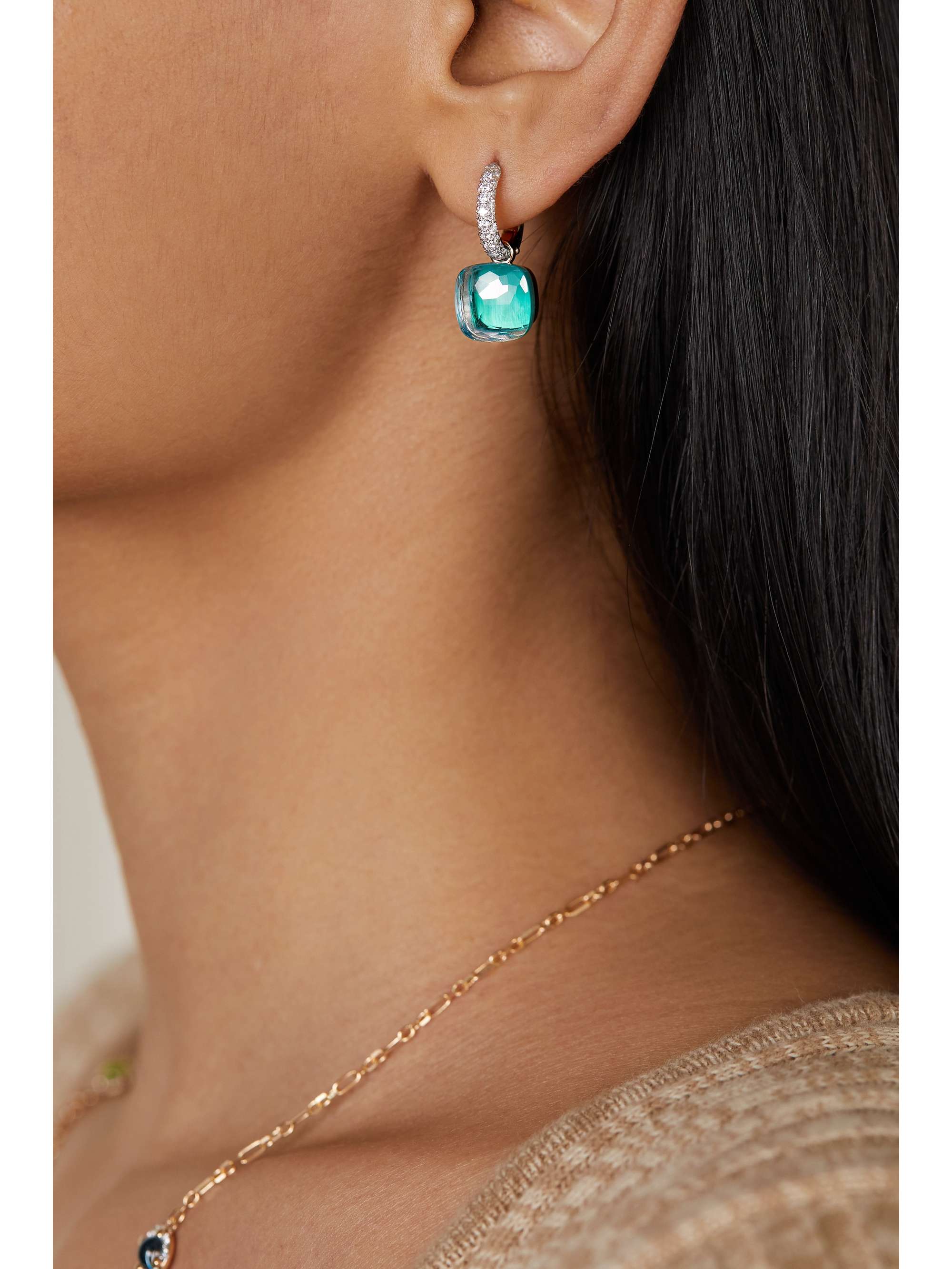 POMELLATO Nudo 18-karat white and rose gold multi-stone earrings
