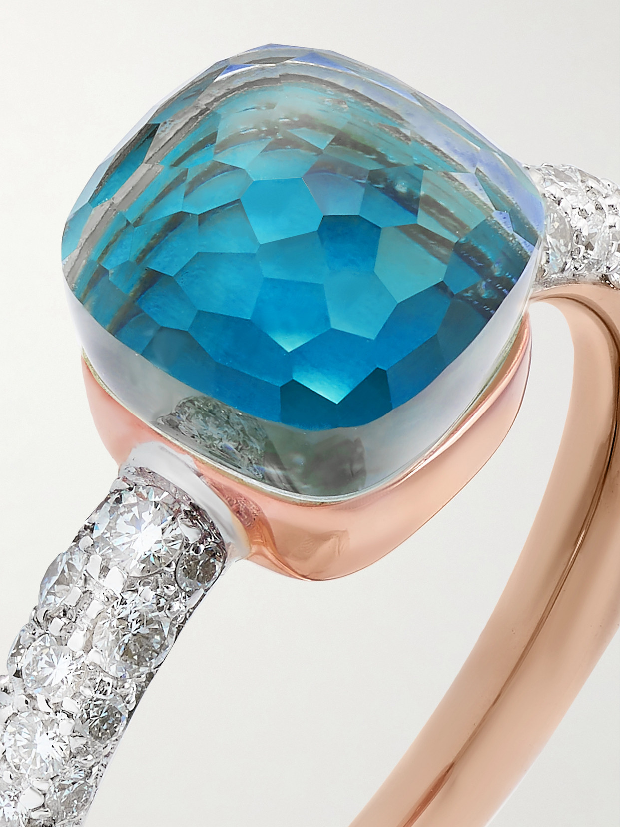 Pomellato Nudo Petit 18-karat White And Rose Gold Multi-stone Ring In Rose Gold