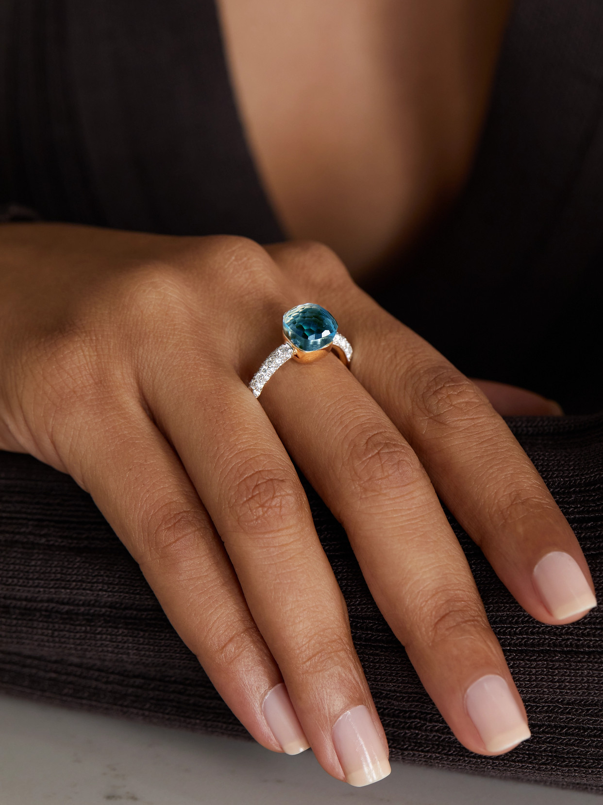 Pomellato Nudo Petit 18-karat White And Rose Gold Multi-stone Ring In Rose Gold
