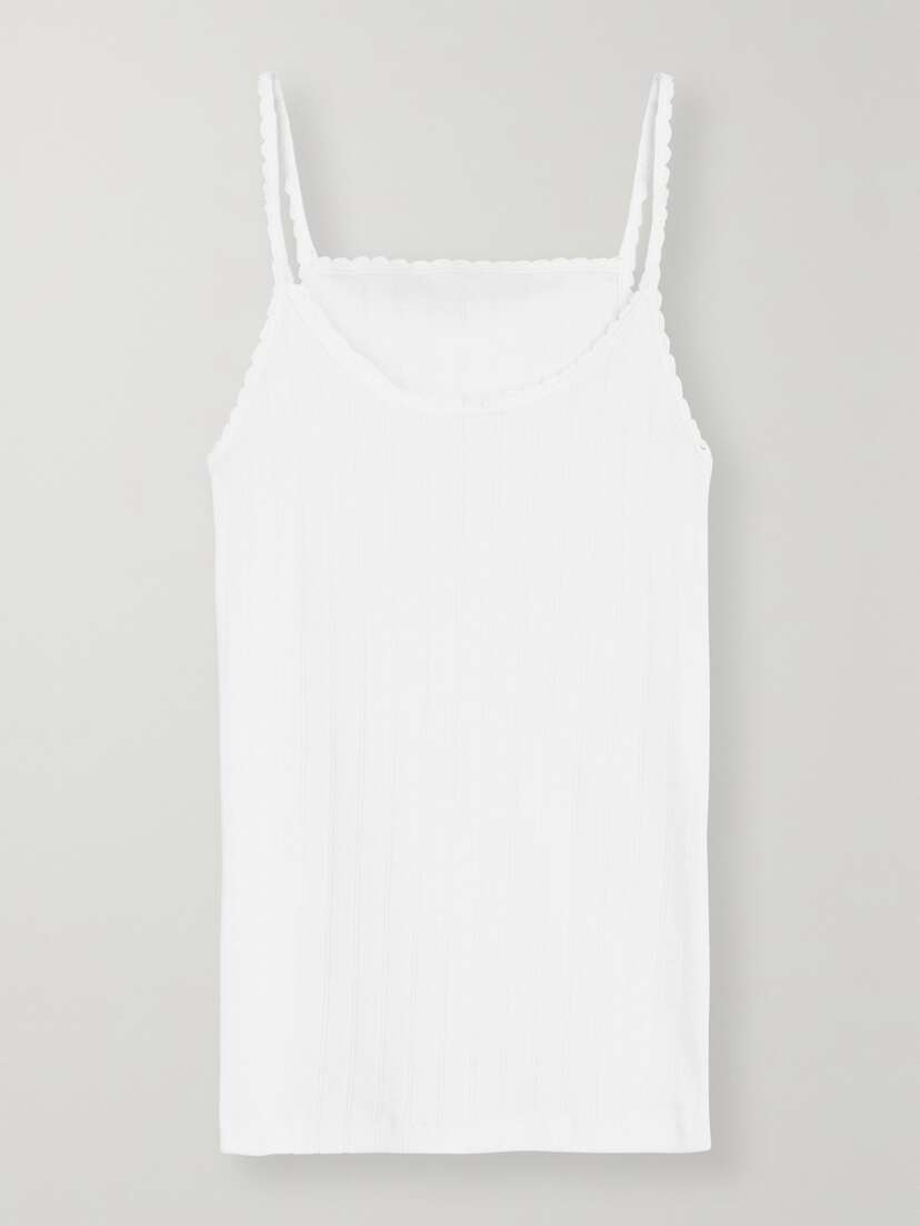 LESET Pointelle-knit Cotton-jersey Tank
