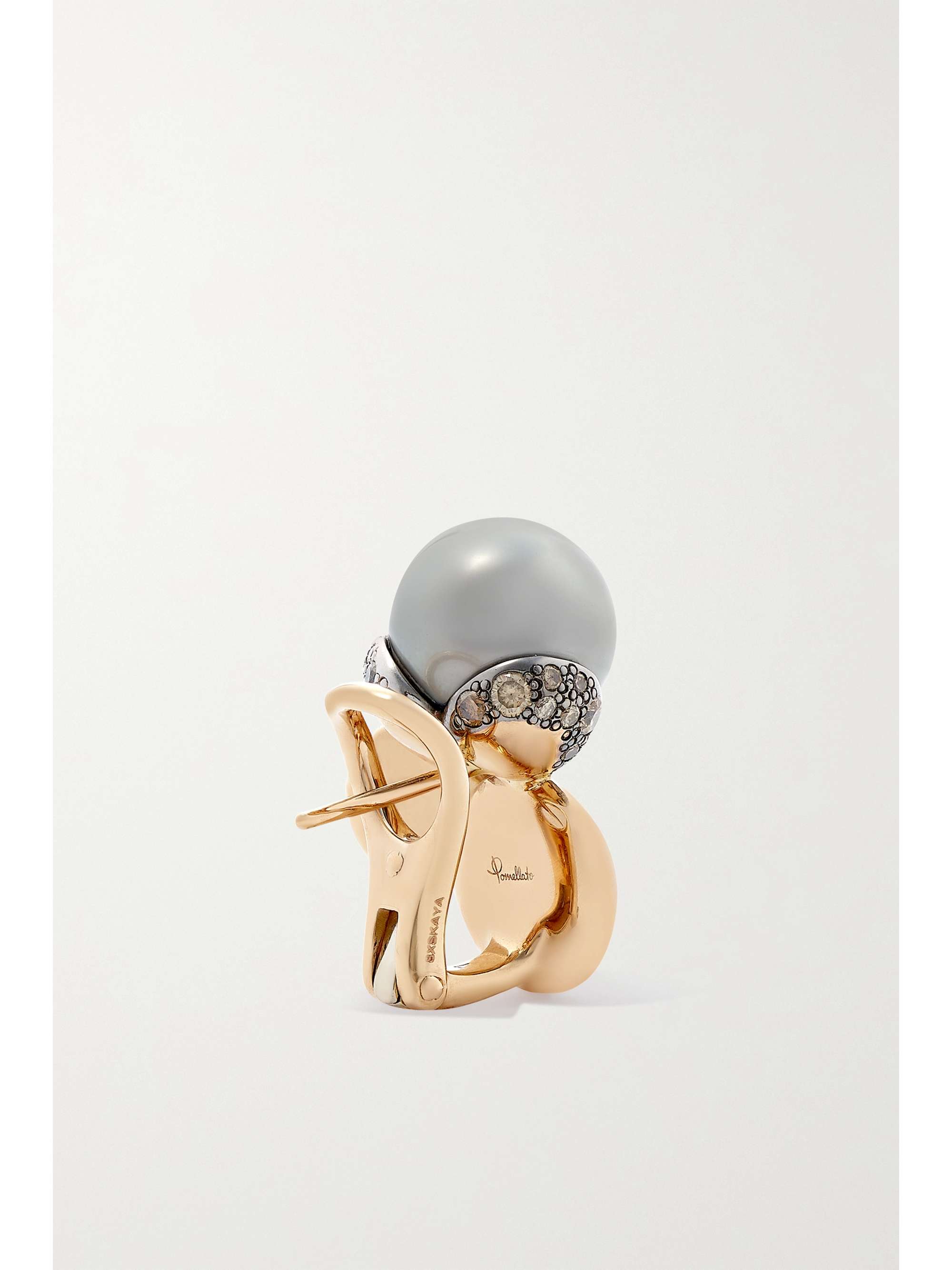 POMELLATO Sabbia 18-karat rose gold, pearl and diamond earrings