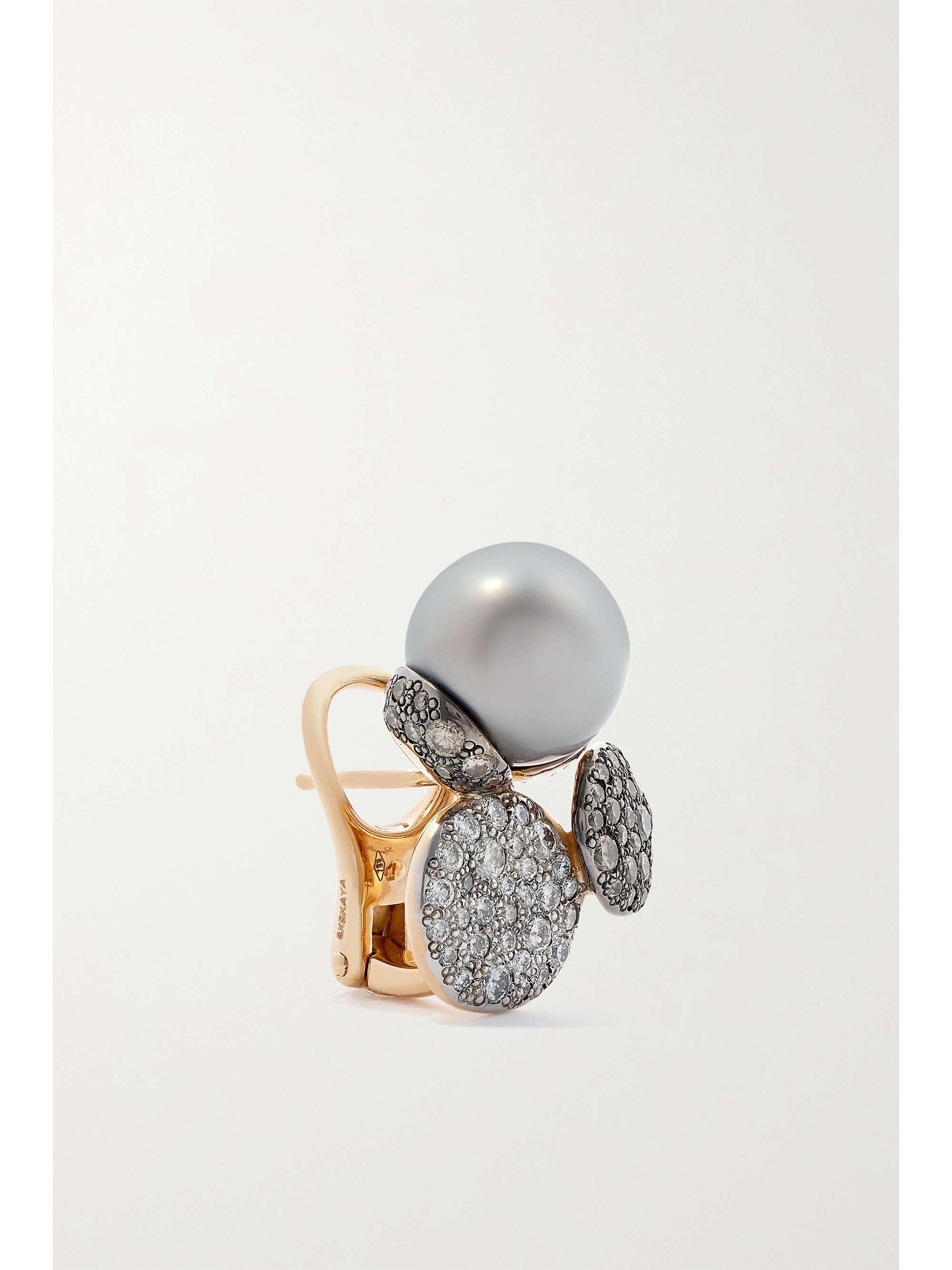 POMELLATO Sabbia 18-karat rose gold, pearl and diamond earrings