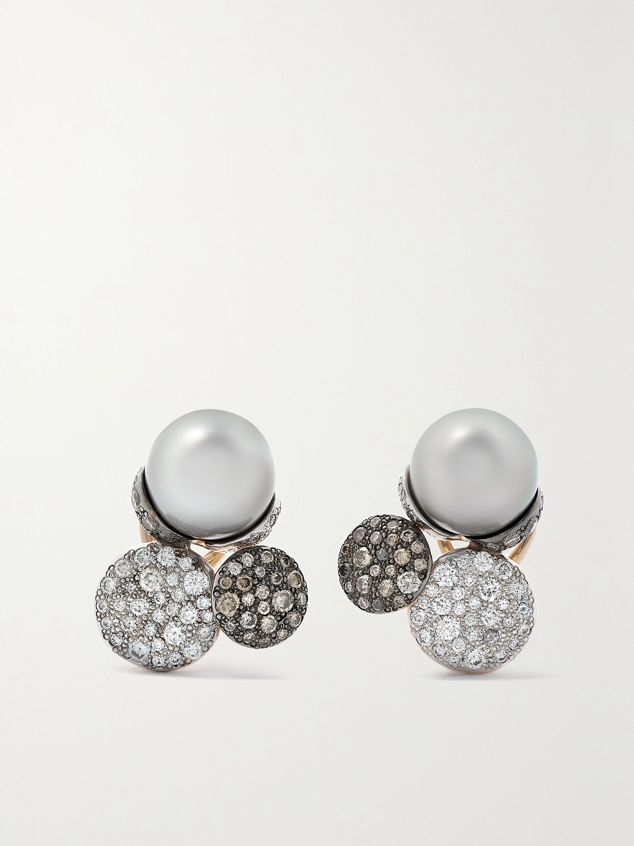 Pomellato - Sabbia 18-karat Rose Gold, Pearl And Diamond Earrings - Gray