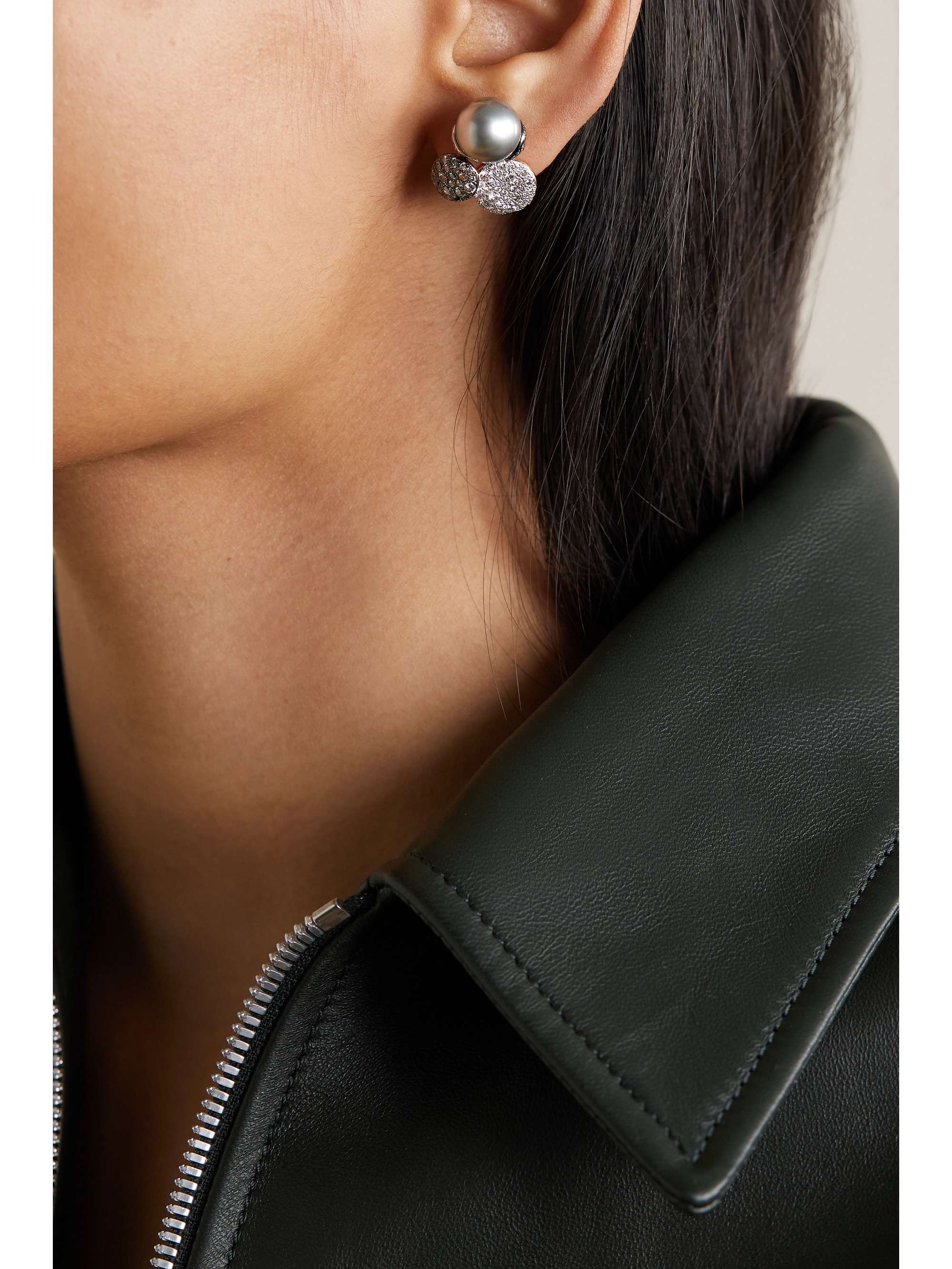POMELLATO Sabbia 18-karat rose gold, pearl and diamond earrings