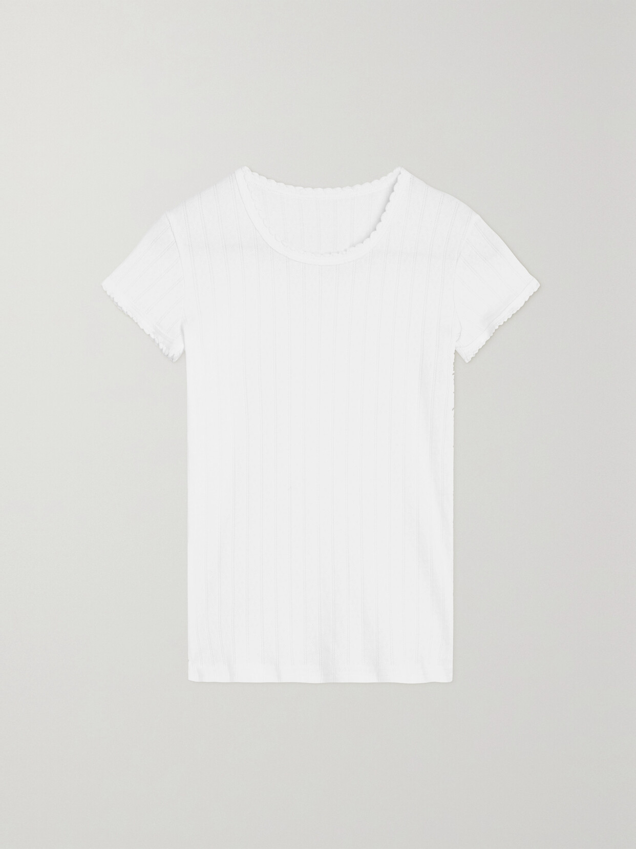 Shop Leset Pointelle-knit Cotton-jersey T-shirt In White