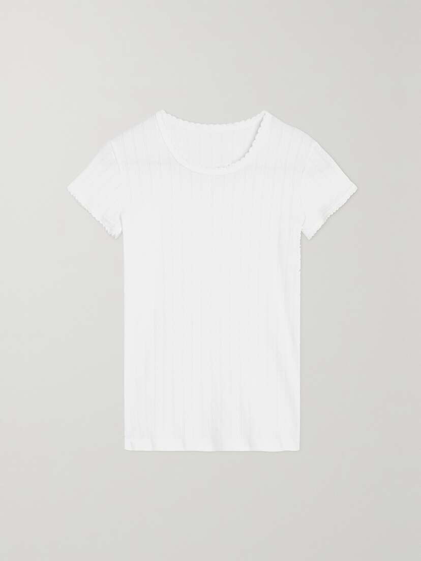 LESET Pointelle-knit Cotton-jersey T-shirt