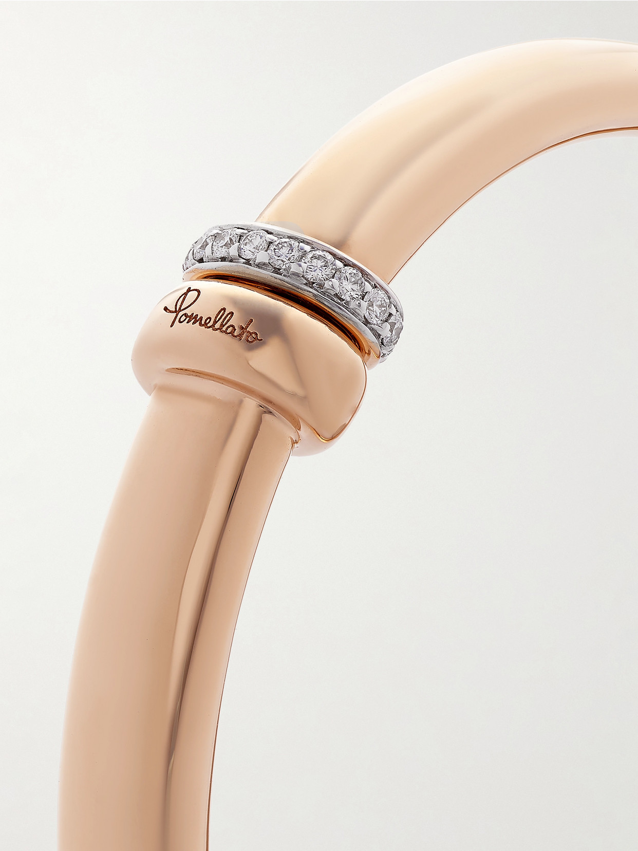 Shop Pomellato Iconica 18-karat Rose And White Gold Diamond Bracelet In Rose Gold