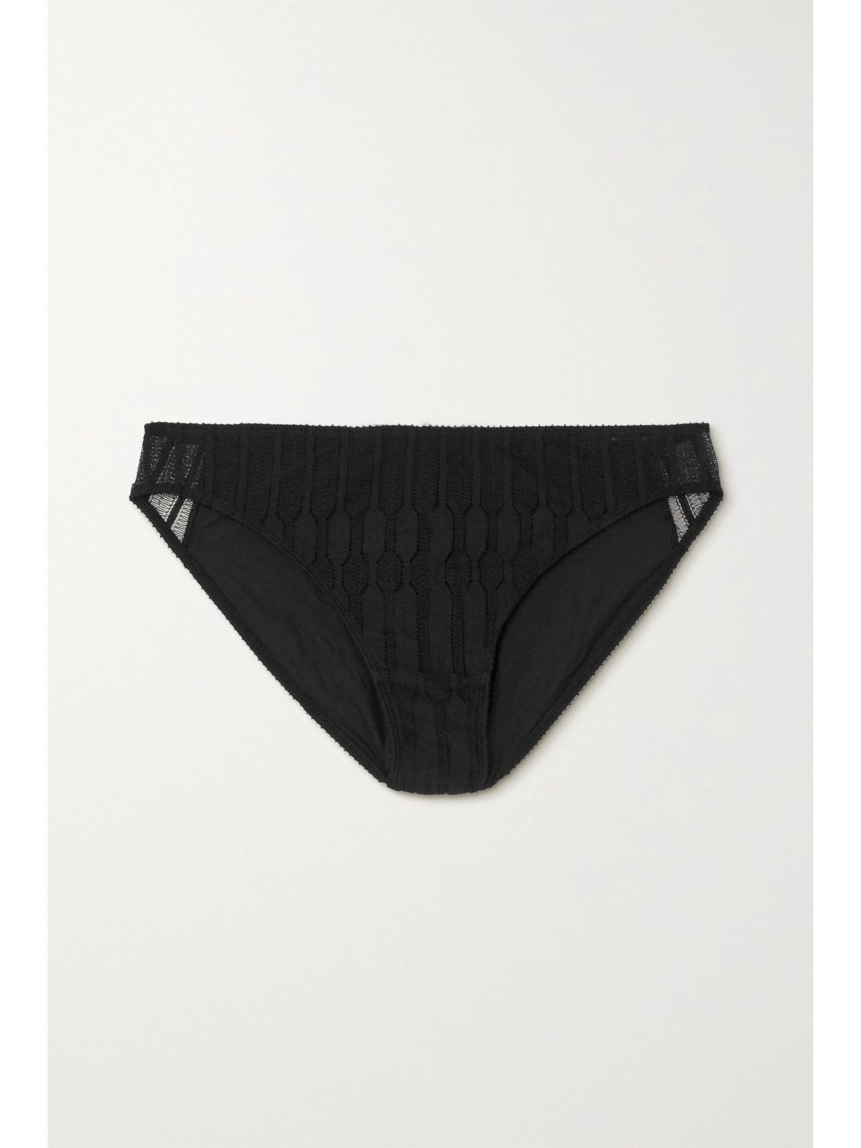 Shop Eres Ebene Leavers Lace-trimmed Stretch-jersey Briefs In Black