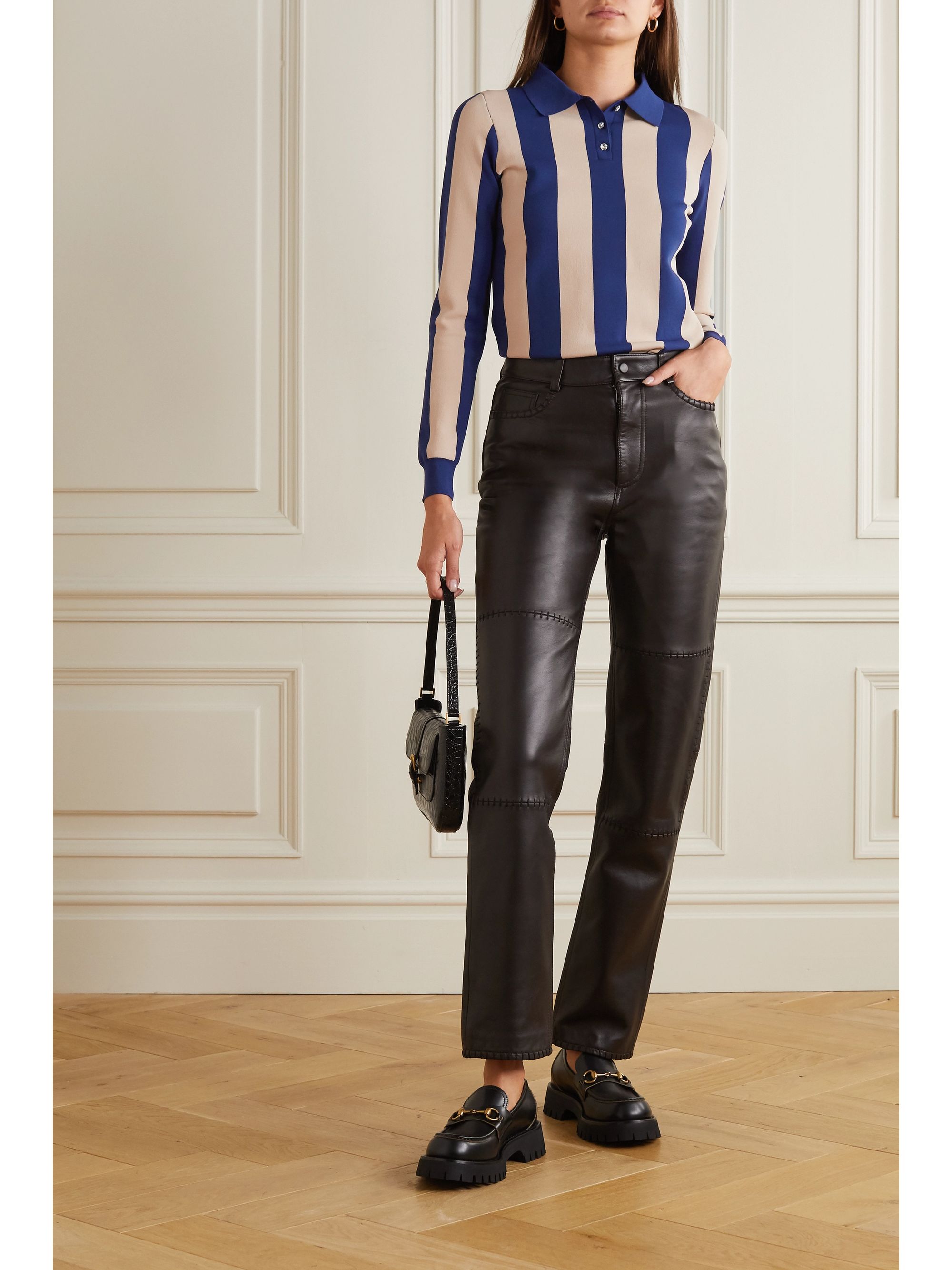 leather jacket polo shirt