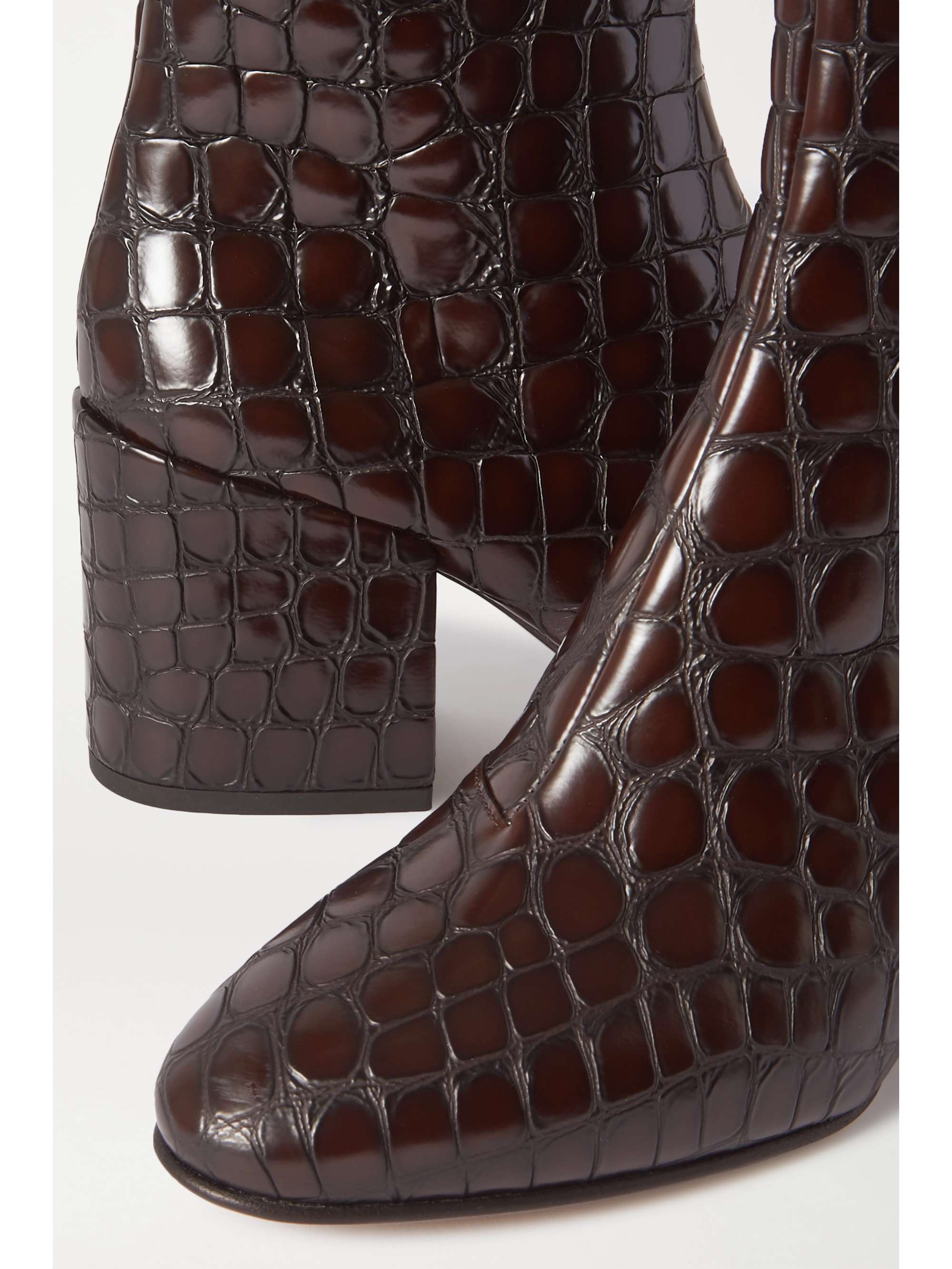 brown croc ankle boots