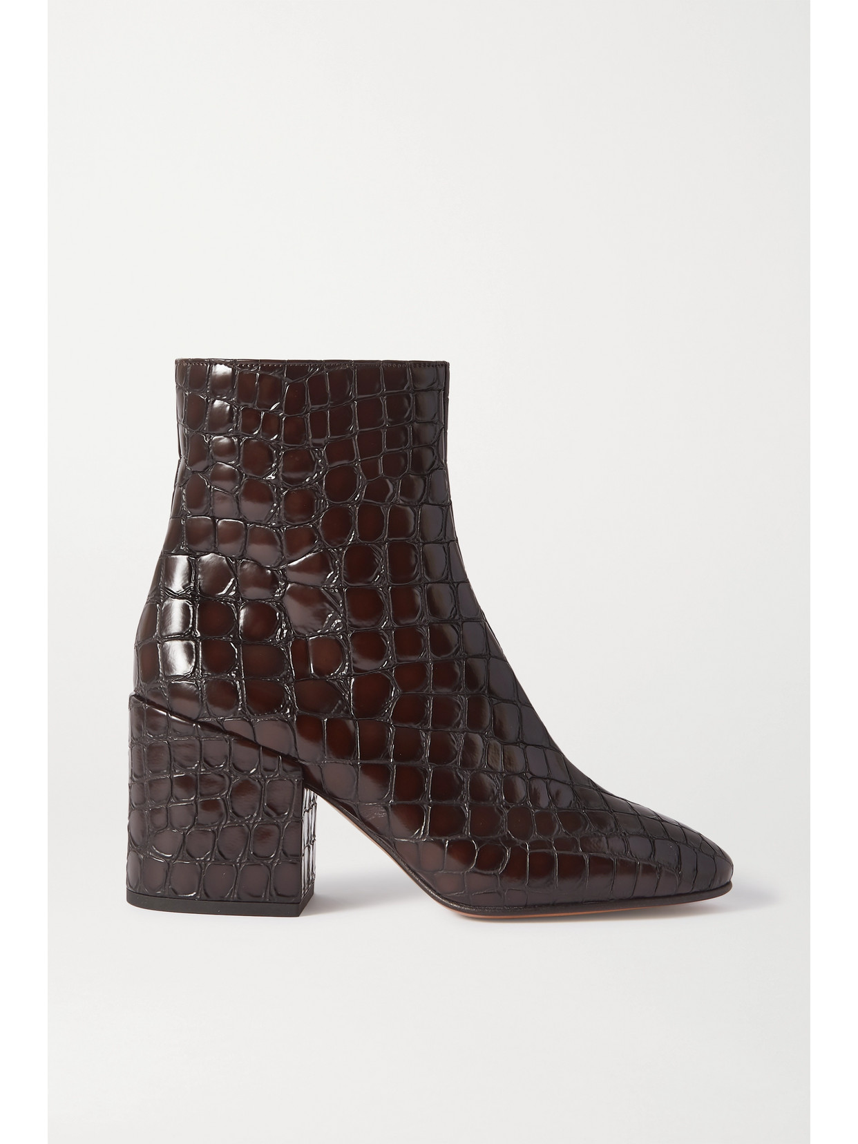 DRIES VAN NOTEN CROC-EFFECT GLOSSED-LEATHER ANKLE BOOTS