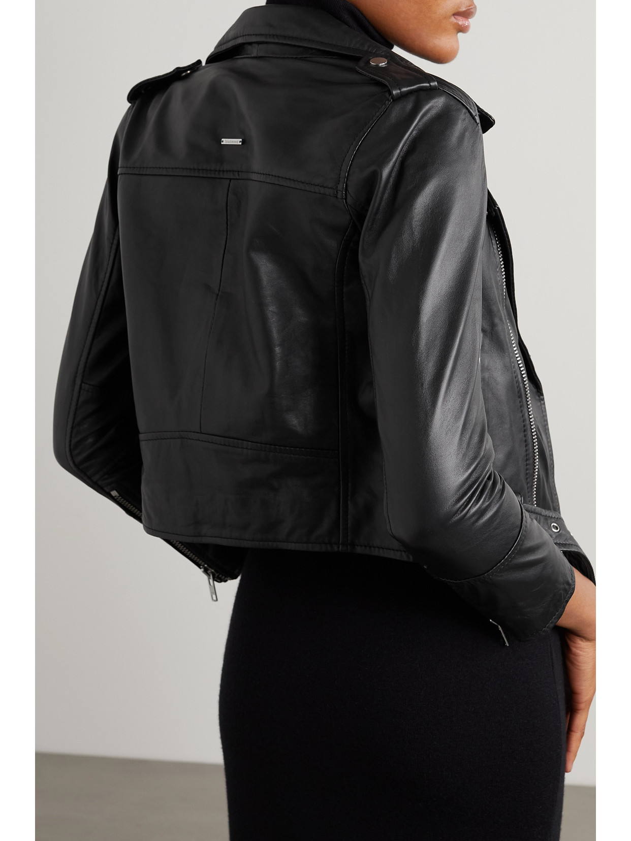 Shop Deadwood + Net Sustain Joan Leather Biker Jacket In Black