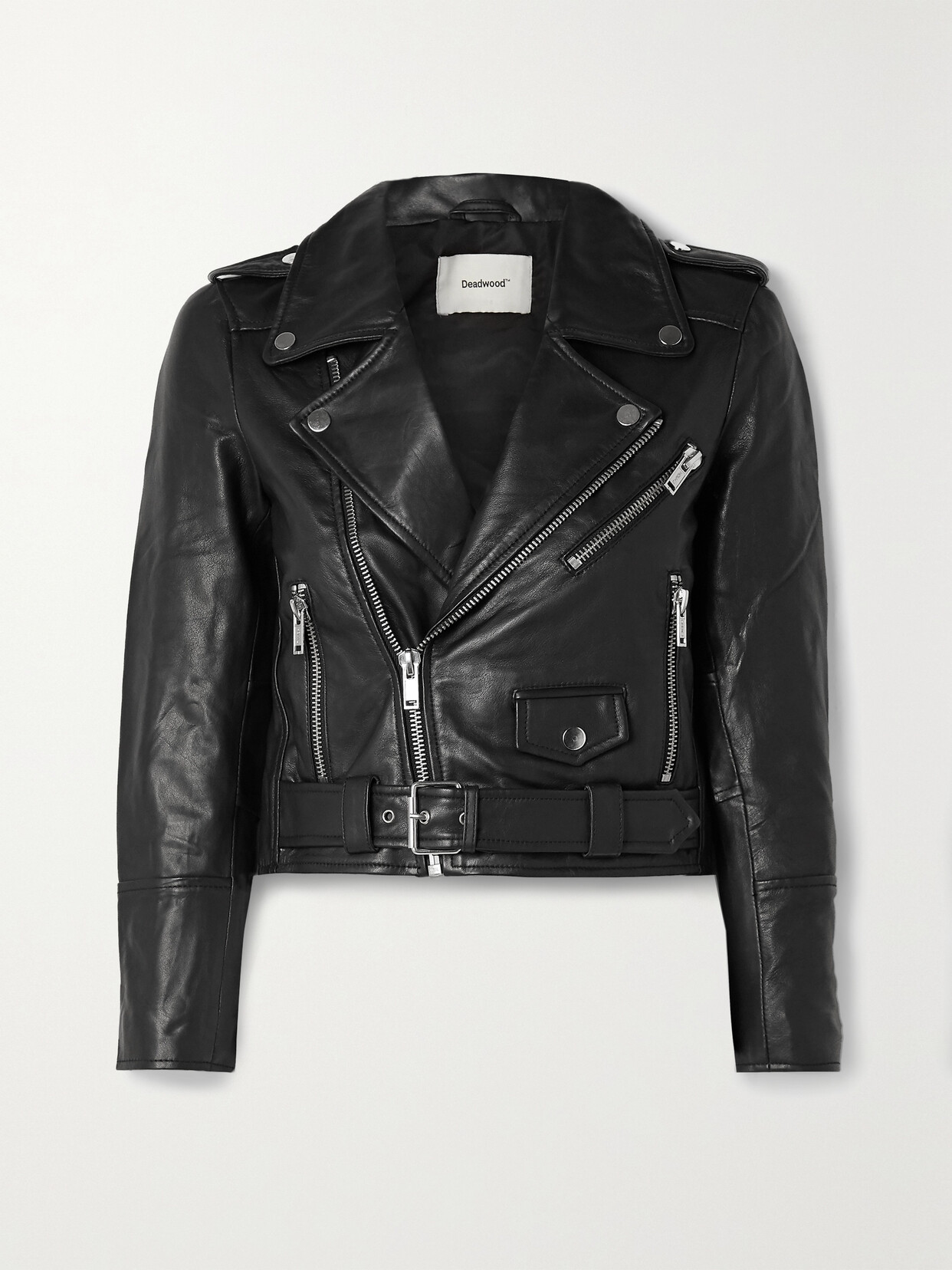 Shop Deadwood + Net Sustain Joan Leather Biker Jacket In Black