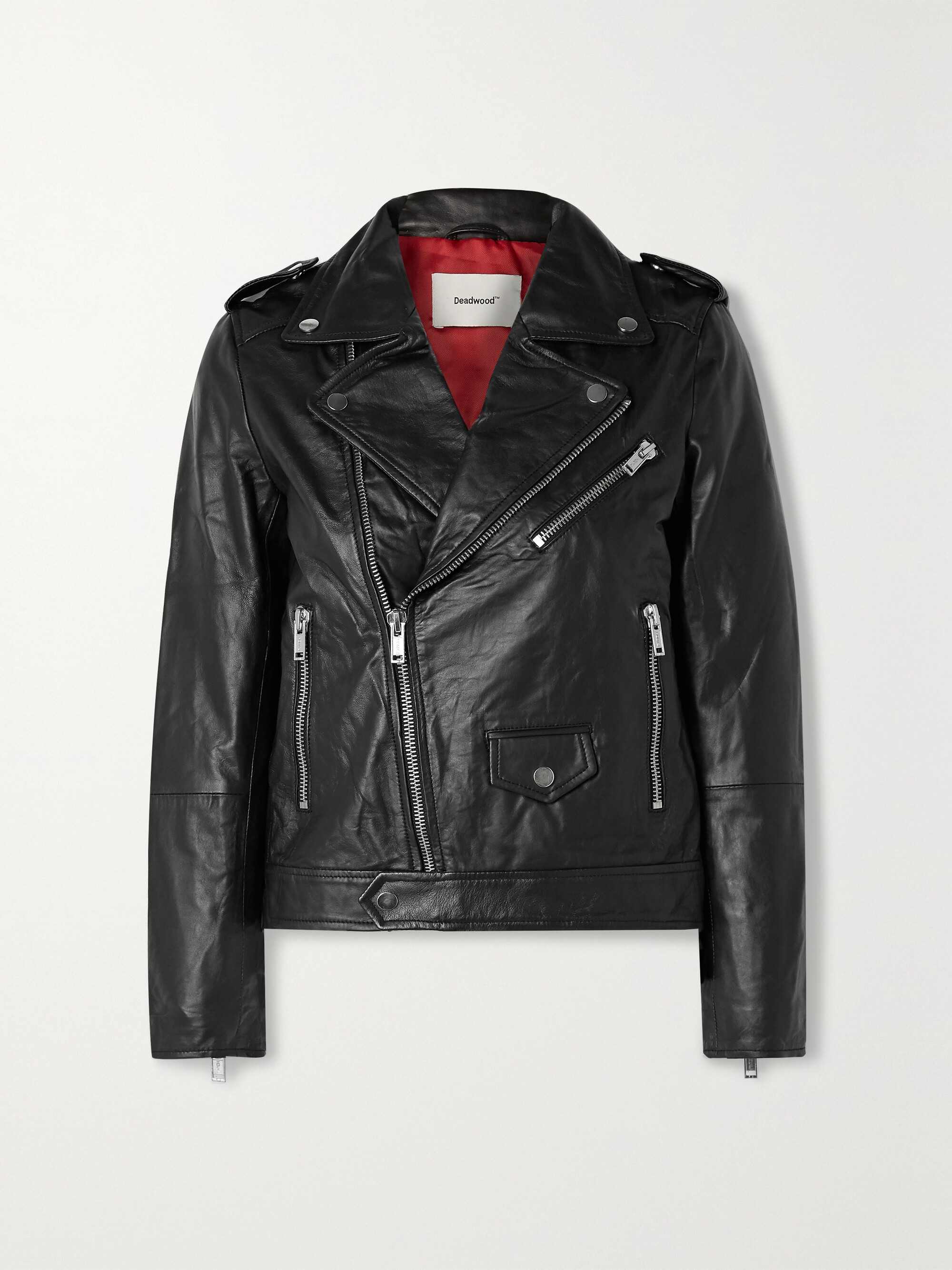 DEADWOOD + NET SUSTAIN River leather biker jacket thumbnail