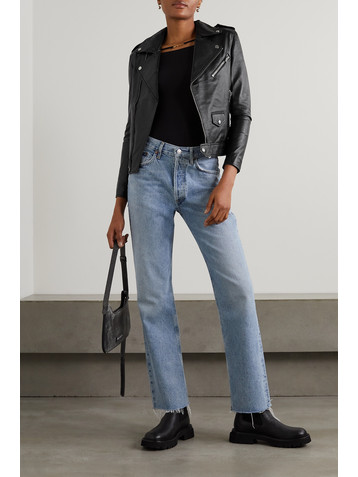 DEADWOOD + NET SUSTAIN River leather biker jacket