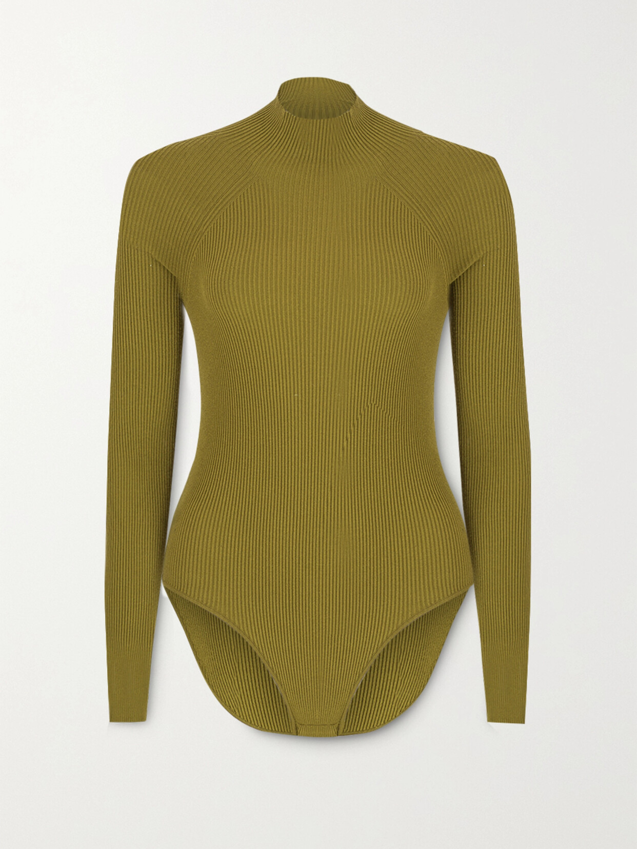 Zeynep Arçay Cutout Ribbed-knit Bodysuit - Green